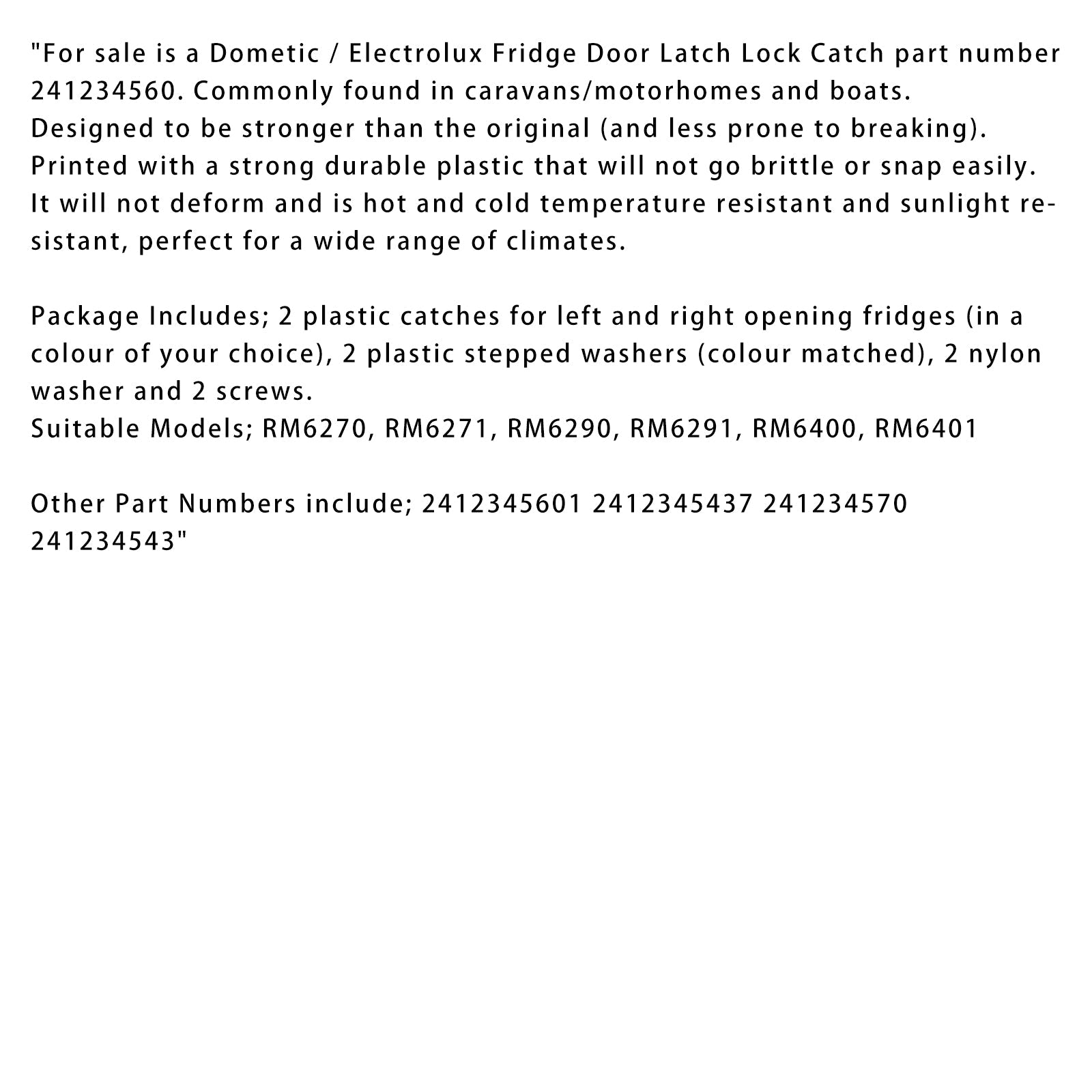 Electrolux deurvergrendelingsvergrendeling voor dometische camper 241234560