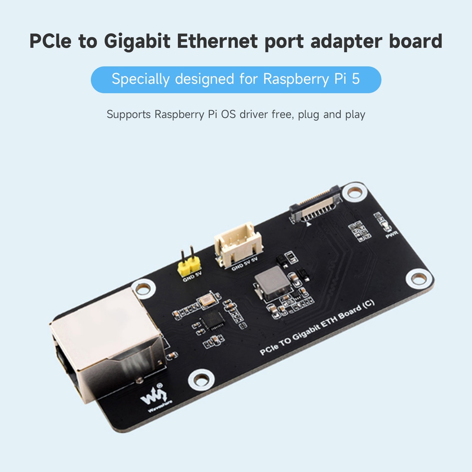 Raspberry Pi5 5B PCIe naar Gigabit Ethernet-poortadapterkaart Besturingssysteem zonder stuurprogramma