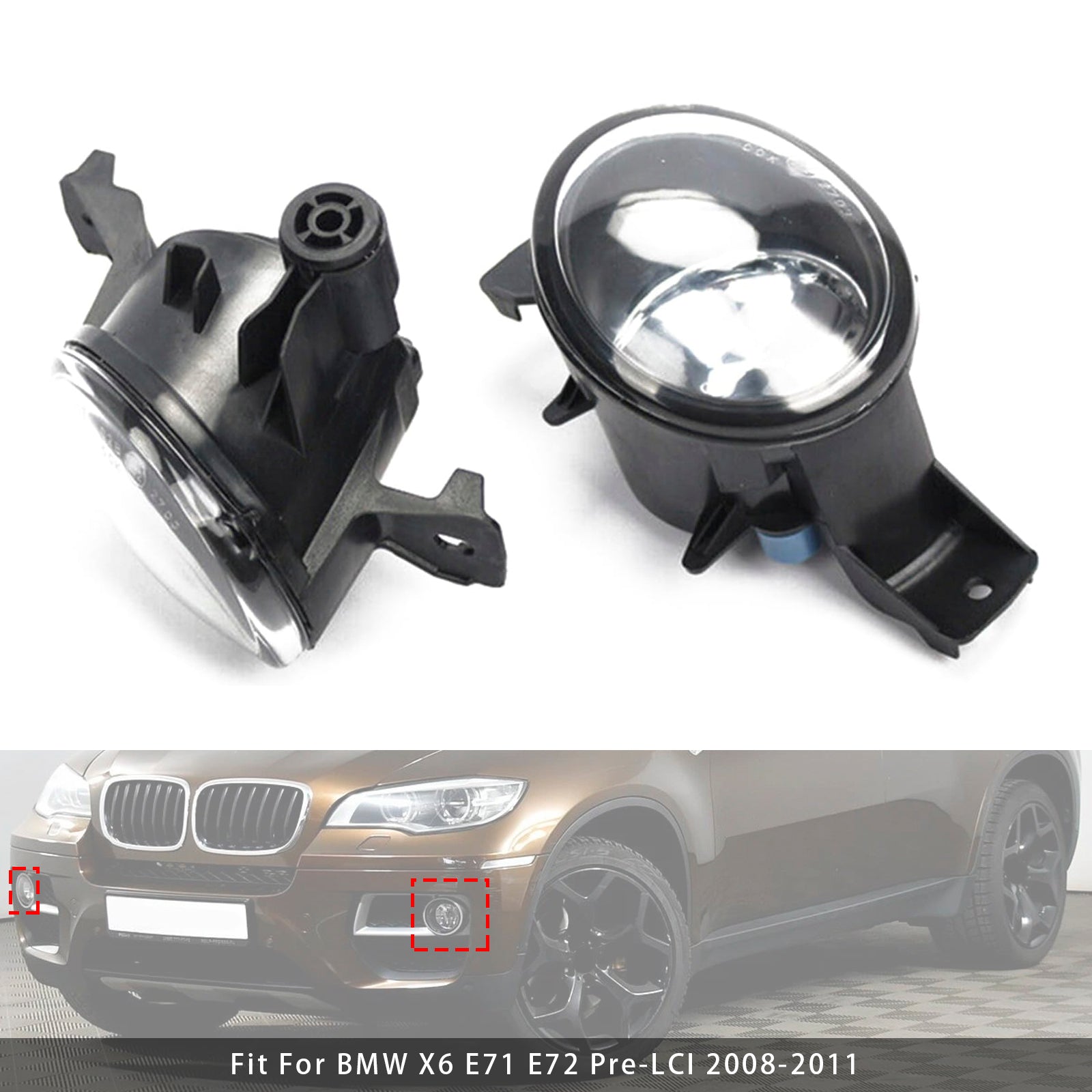 Par de luces antiniebla delantera sin bombillas para BMW X6 E71 E72 2008-2011 63177187631