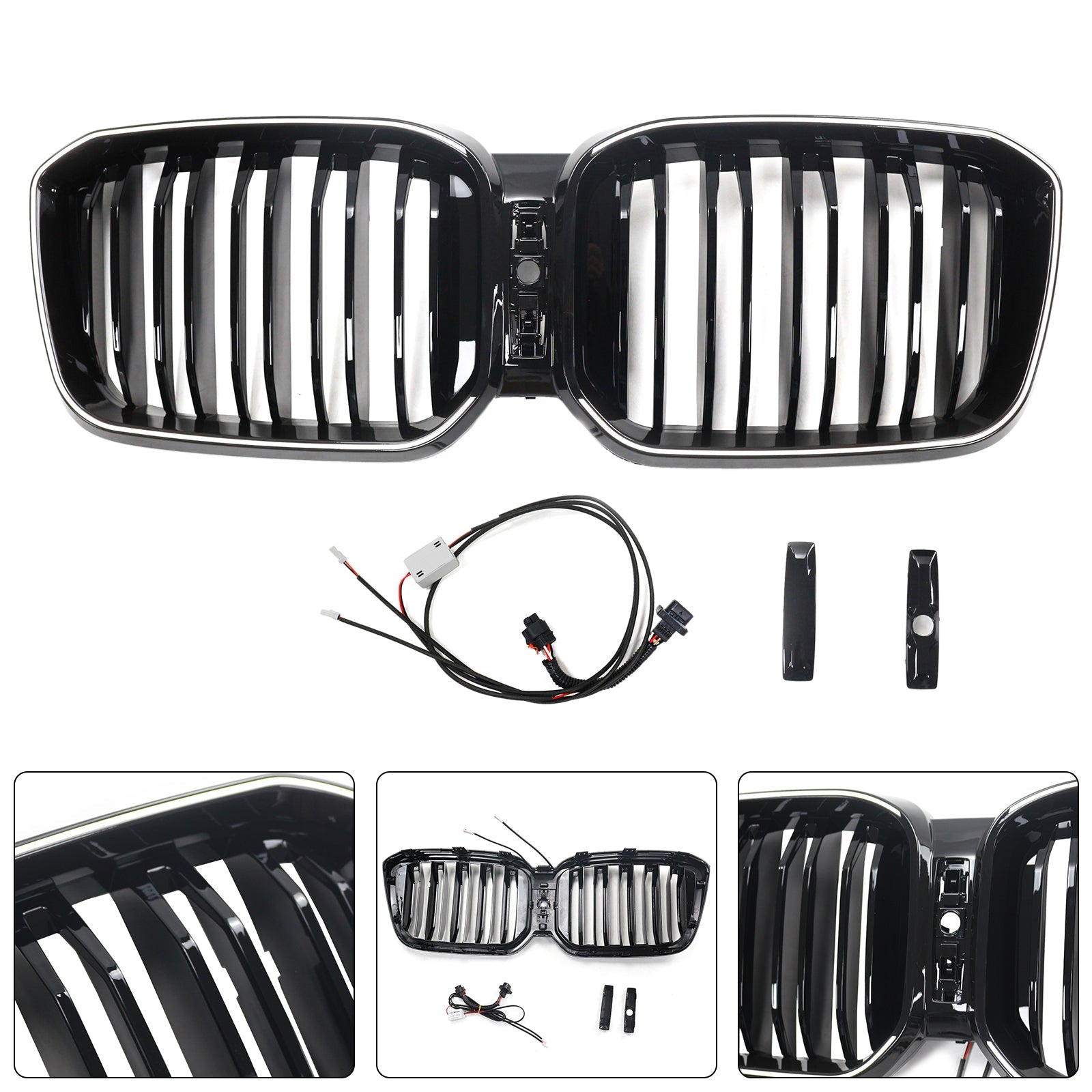 Grille de pare-chocs noire brillante à double lamelles pour BMW X3 G01 X4 G02 2022-2025