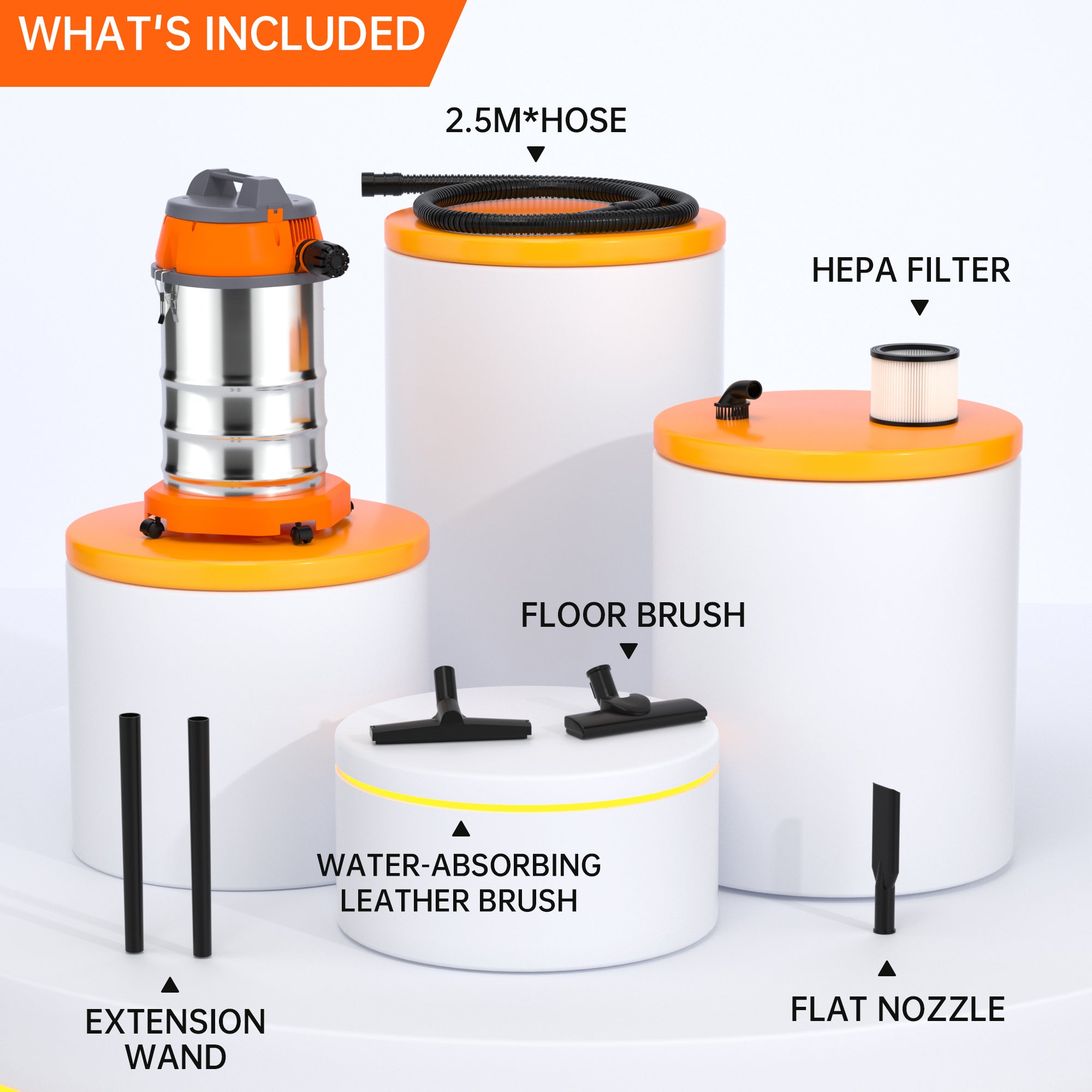 Aspirateur d'atelier portable en acier inoxydable, 3200 W, 3000 W, 8 CV de pointe, pour garage, maison, atelier, voiture