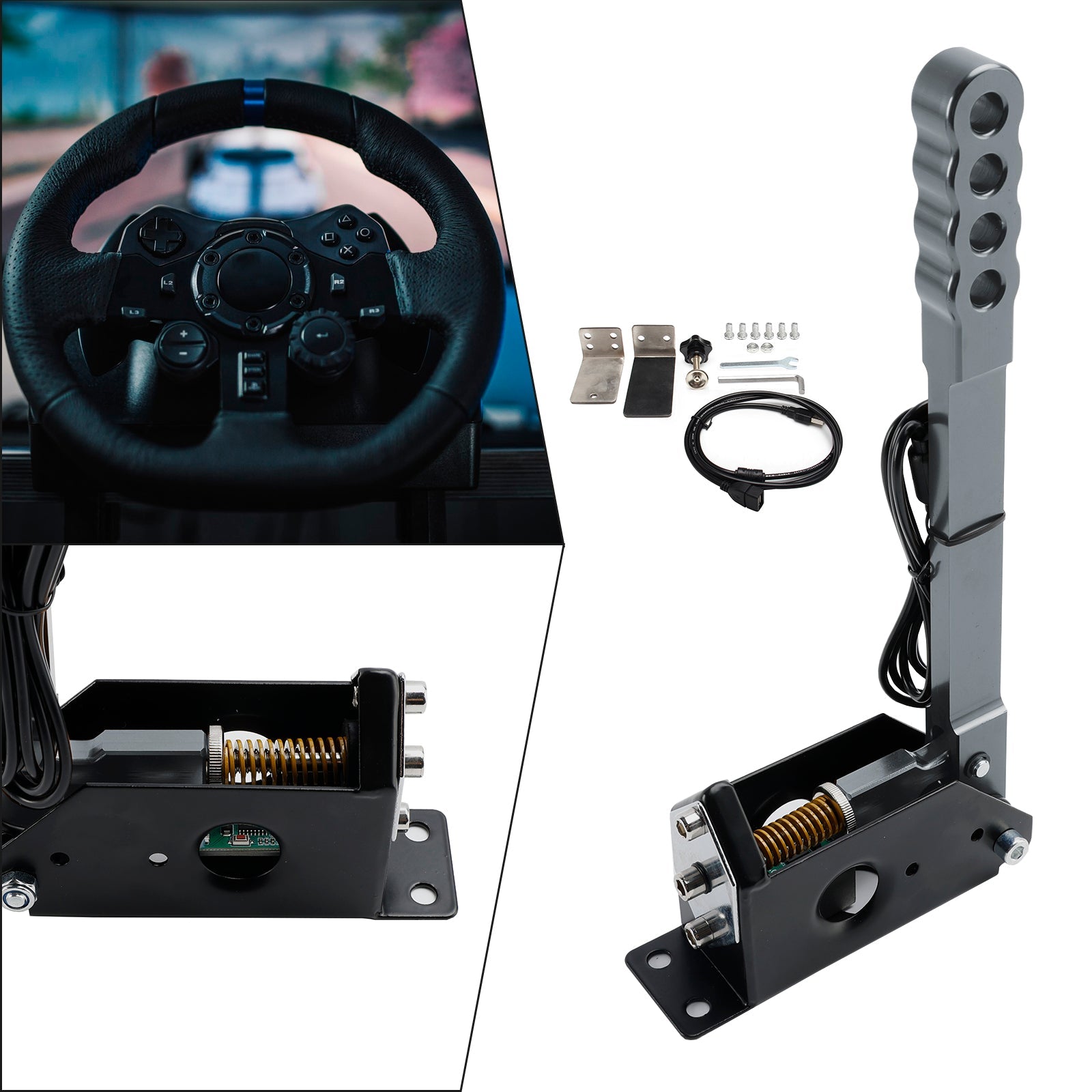 14 -bittinen kilpa -käsijarru USB SIM -PC: lle, jossa on omaisuuspihdit G27/G29/T300/T500