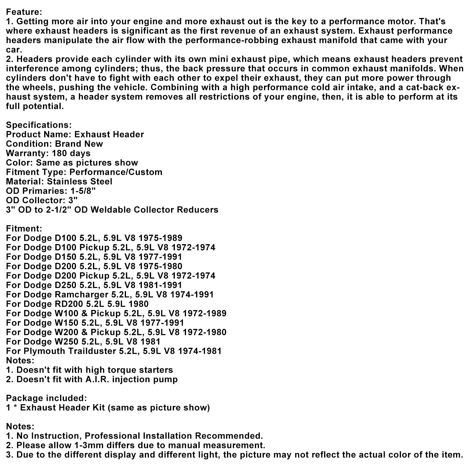 Verzamelaar van&RVS Uitlaat voor Dodge D100 D150 D200 RD200