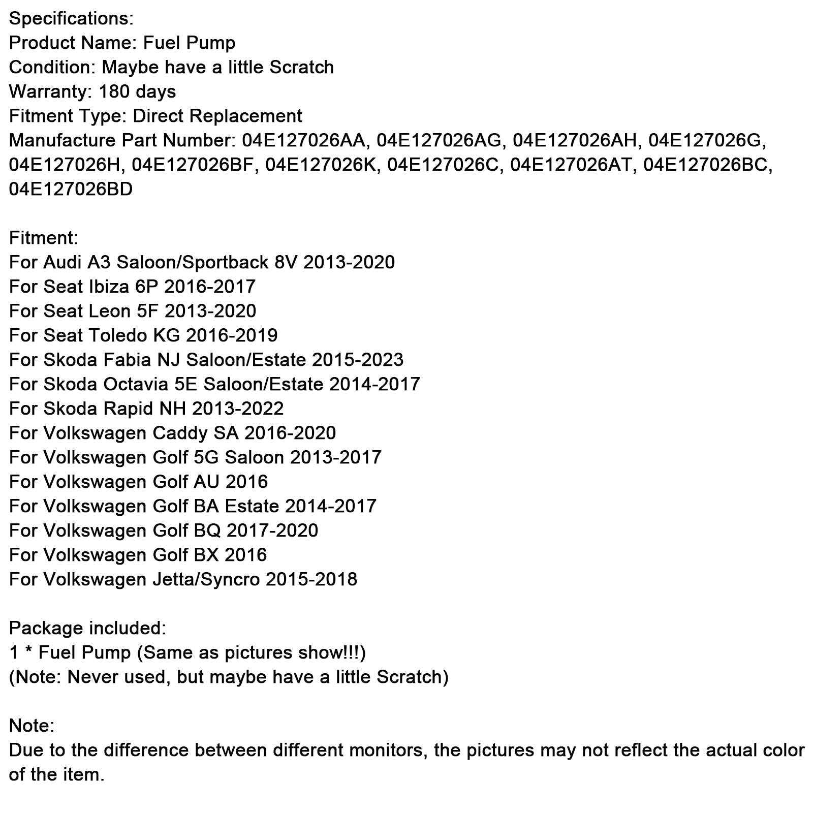 Pompa carburante ad alta pressione 2016-2017 Audi Q3 1.4T 04E127026AP