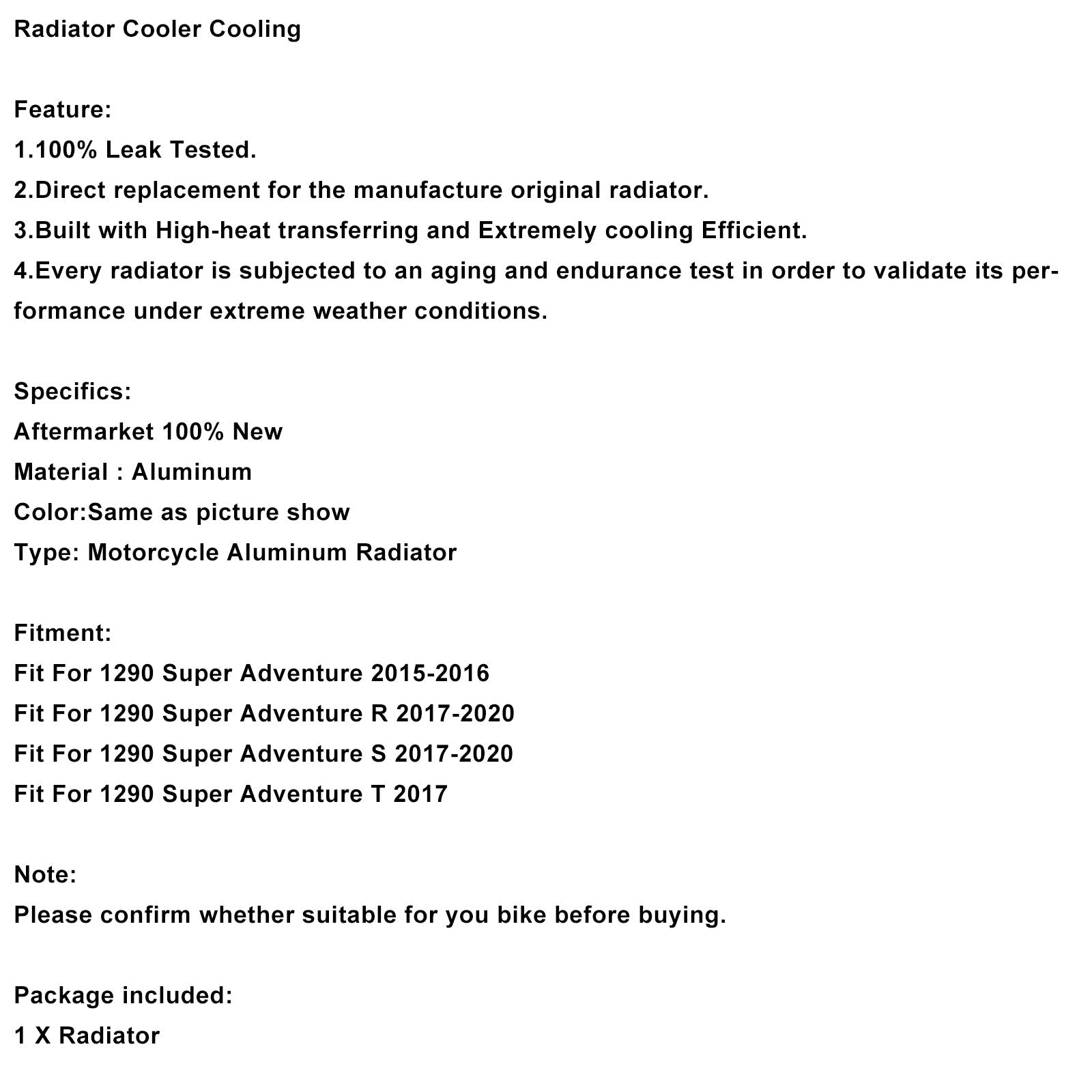 Refroidisseur de radiateur pour moteur de la Honda Civic Super Adventure R 1290 (2017-2020)