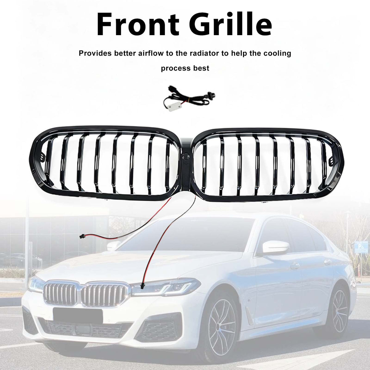 Front Kidney Grill Grille Pour BMW 5 Series G30 G38 2021-2024 W/LED