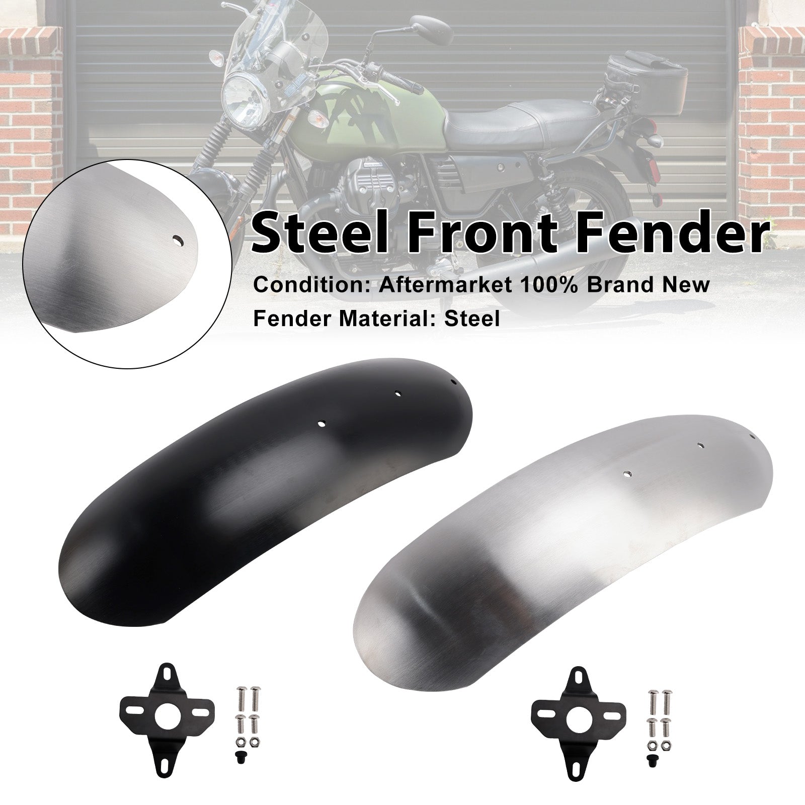 Parafango Anteriore in Acciaio Compatibile con MOTO GUZZI V7 Stone Special 2017-2025
