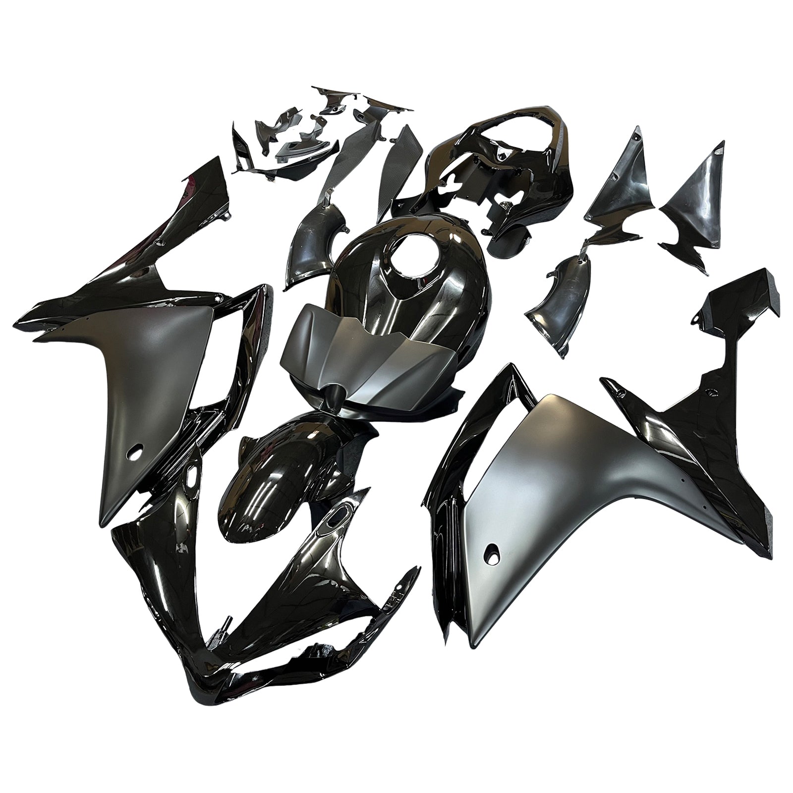 Kit de carénage en plastique ABS moulé par injection noir brillant et noir mat pour Yamaha YZF R1 2007-2008