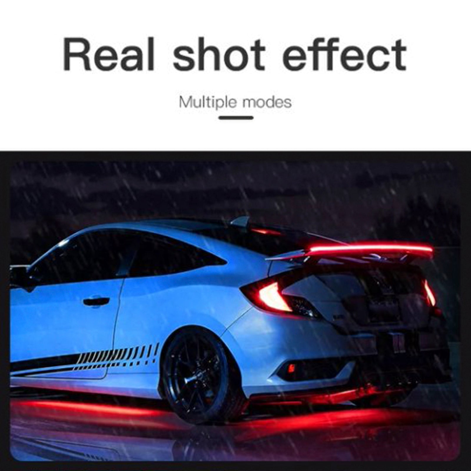 Fibra de carbono Luz posterior de carbono, fuego LED, alerón trasero, freno, pecho, rojo, 1.3 m