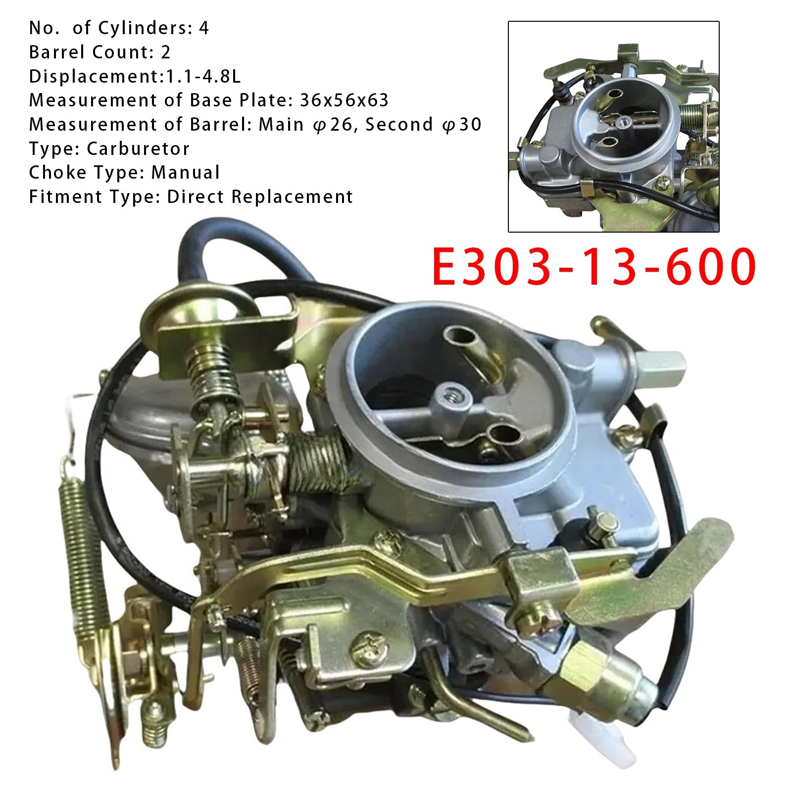 Carburateur E303-13-600 E30313600 pour Mazda Pick-up 1980-1982