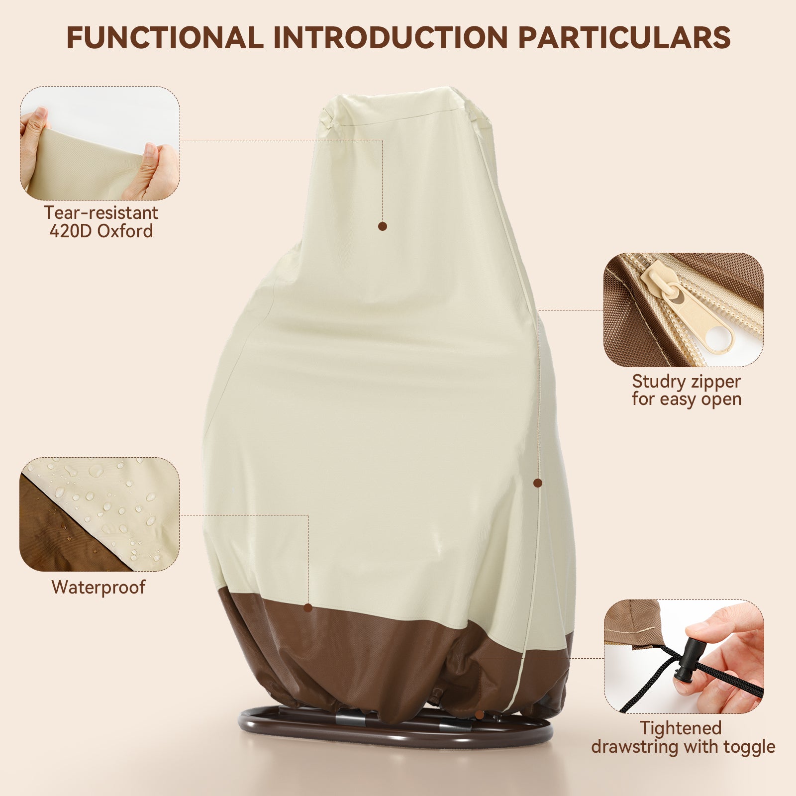 Cubierta de huevo de terraza suspendida al aire libre con huevos de huevos de doble tensión