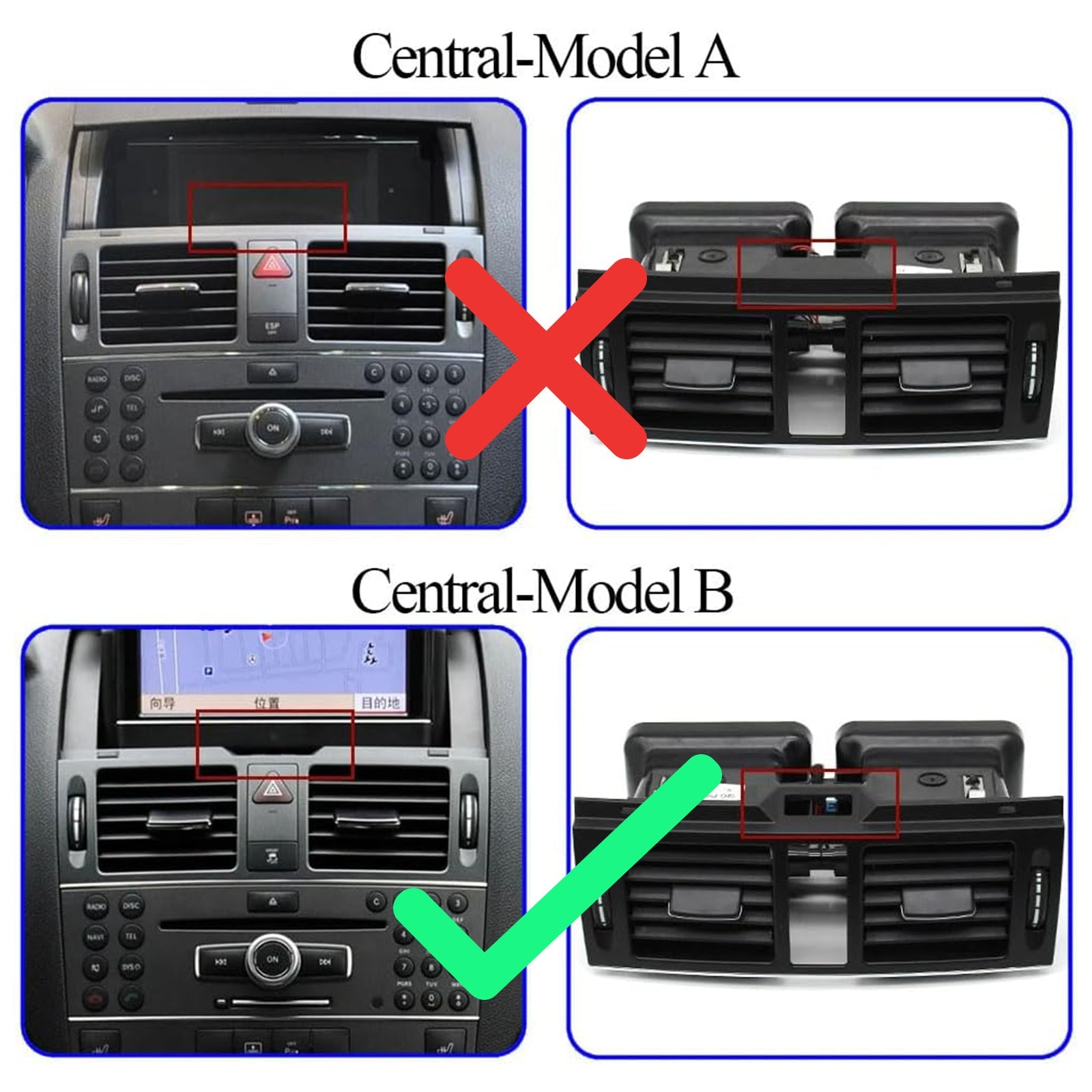 Mercedes-Benz dashboard ventilatierooster W204Geavanceerde versie (2007-2010) - Referentie : 2048304154