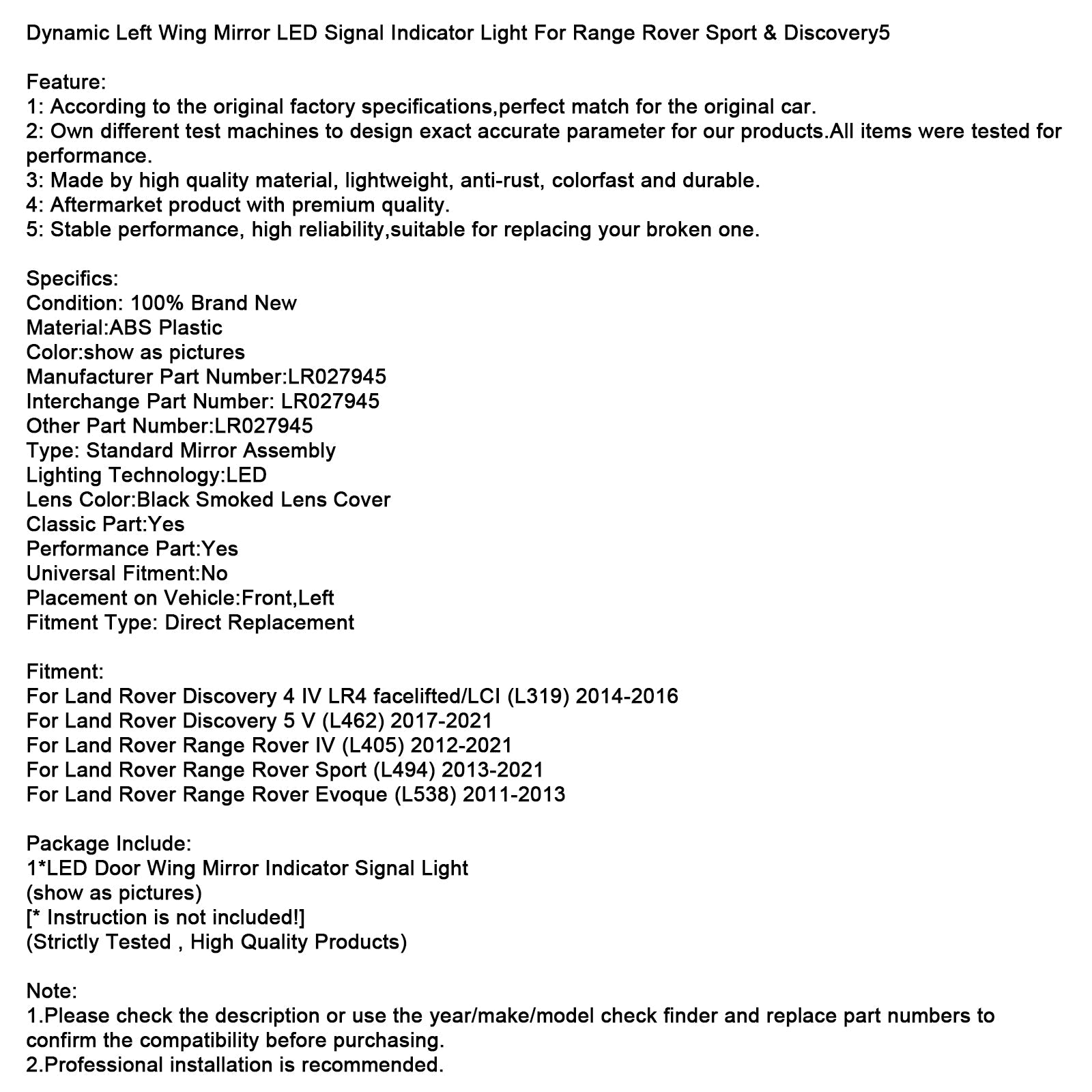 Dynamiczne światło LED LED LED LED dla Range Rover Sport