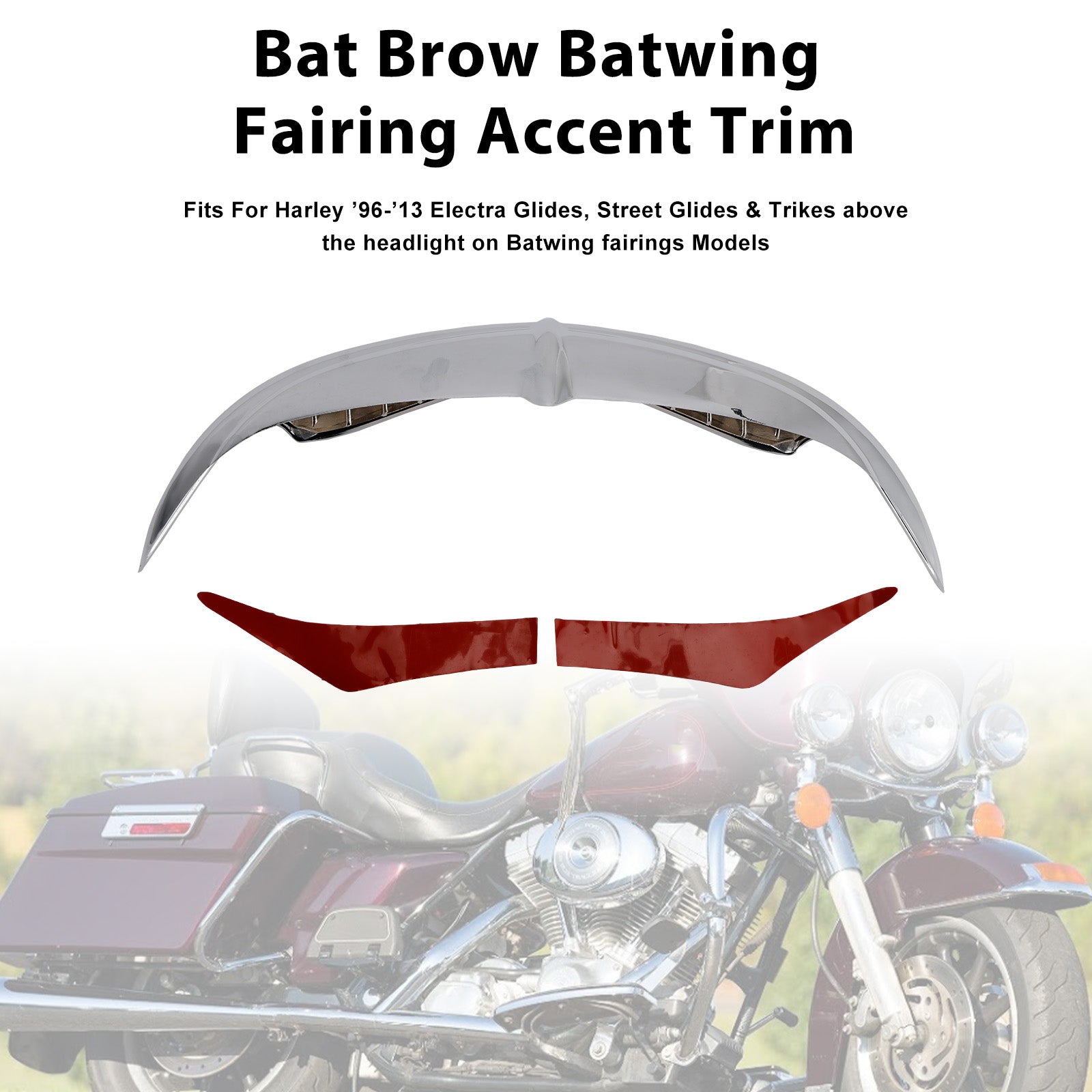 Garniture décorative de carénage Bat Brow Batwing pour trikes Electra Street Glide 96-13