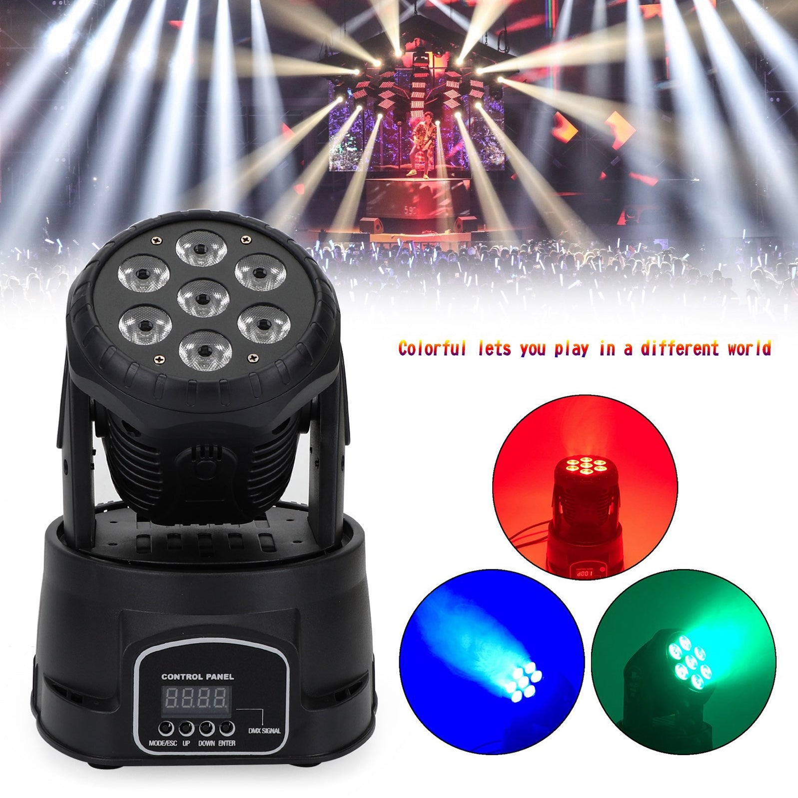 7x10W RGBW Moving Head Éclairage de Scène Disco Fête LED Lampe Projecteur DMX512