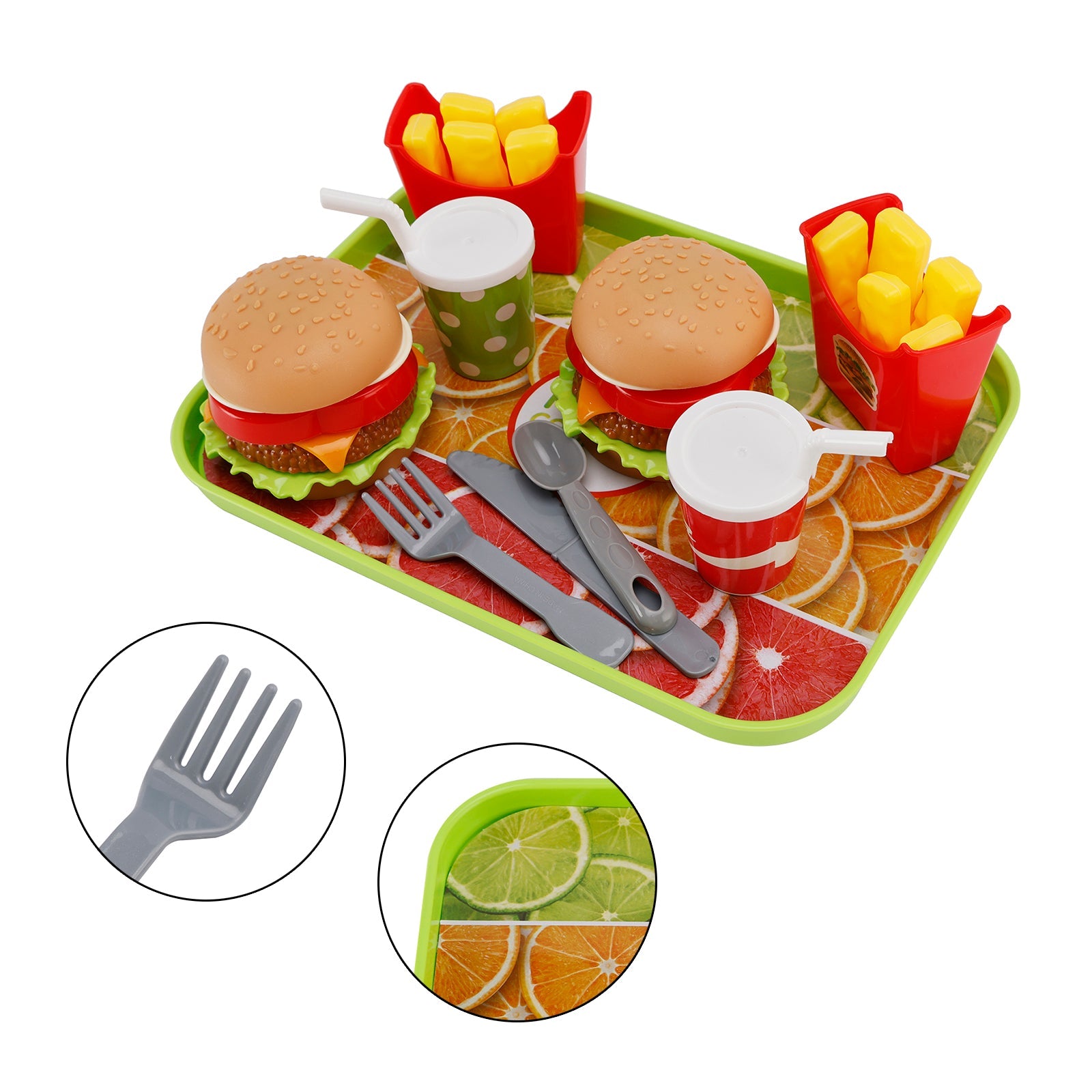 Hamburger Gaufres Frites Boisson Jouer Nourriture Jouet de Simulation Ensemble de Cuisine Ensemble de Jouets pour Enfants