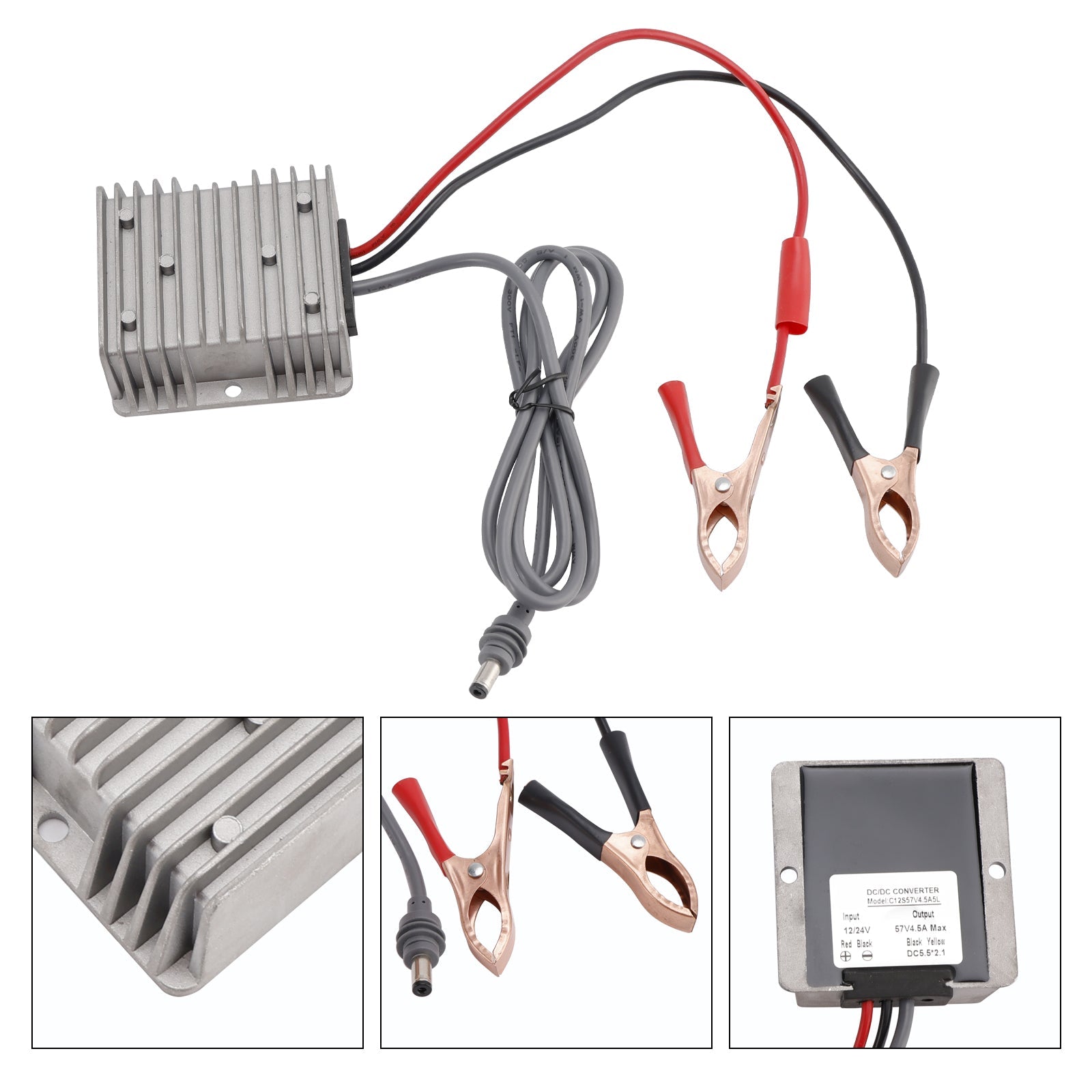 Mini-spanningsboostconverter, 12V/24V naar 57V DC-voedingskabel, 4,5A, 256W