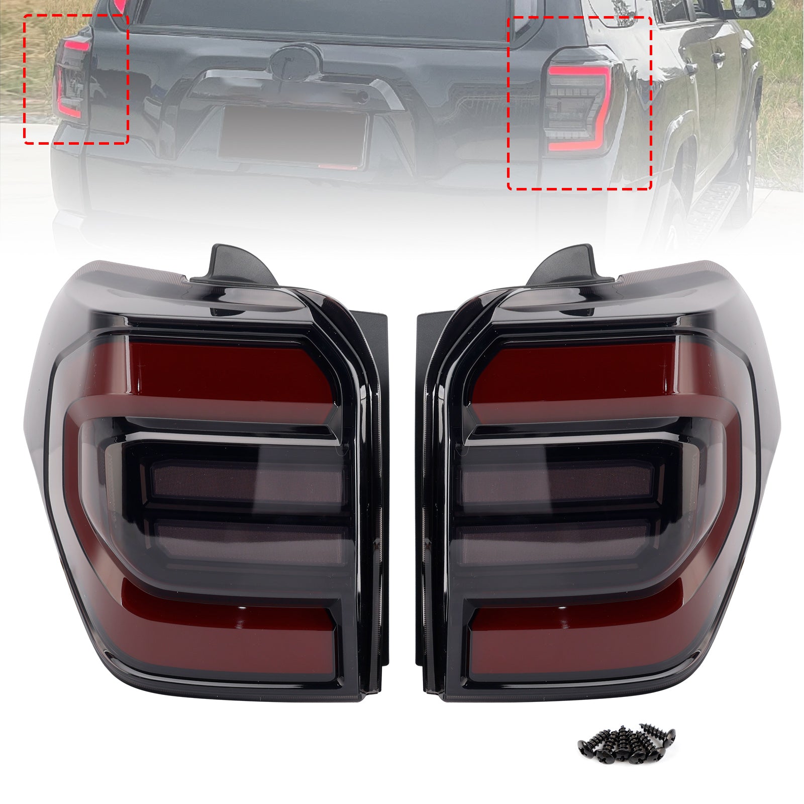 Feux arrière séquentiels à animation noire pour Toyota 4Runner 2010-2024, 2 feux arrière LED 12 W