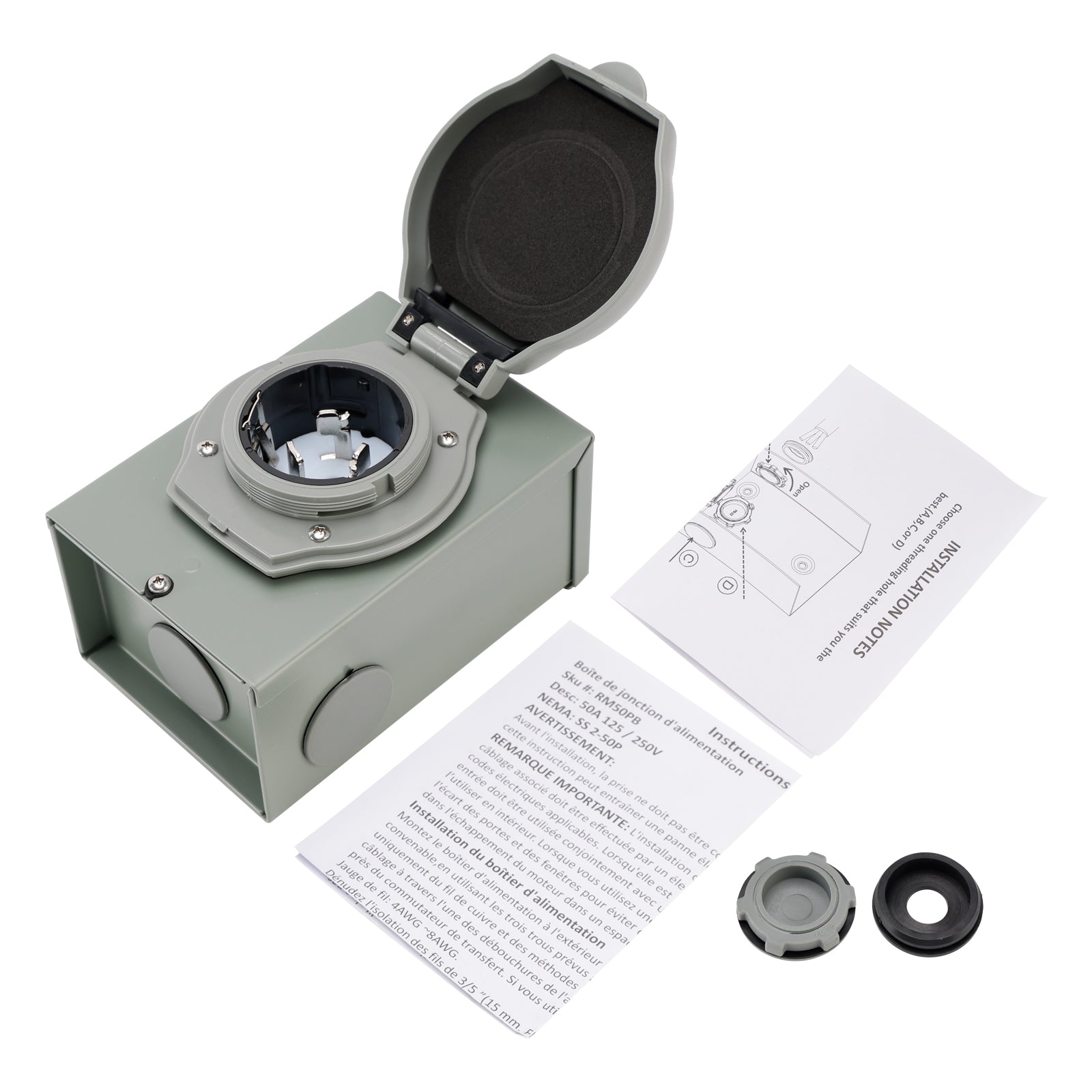 Scatola di ingresso del generatore camper 50 Amp NEMA SS2-50P, 125/250 Volt