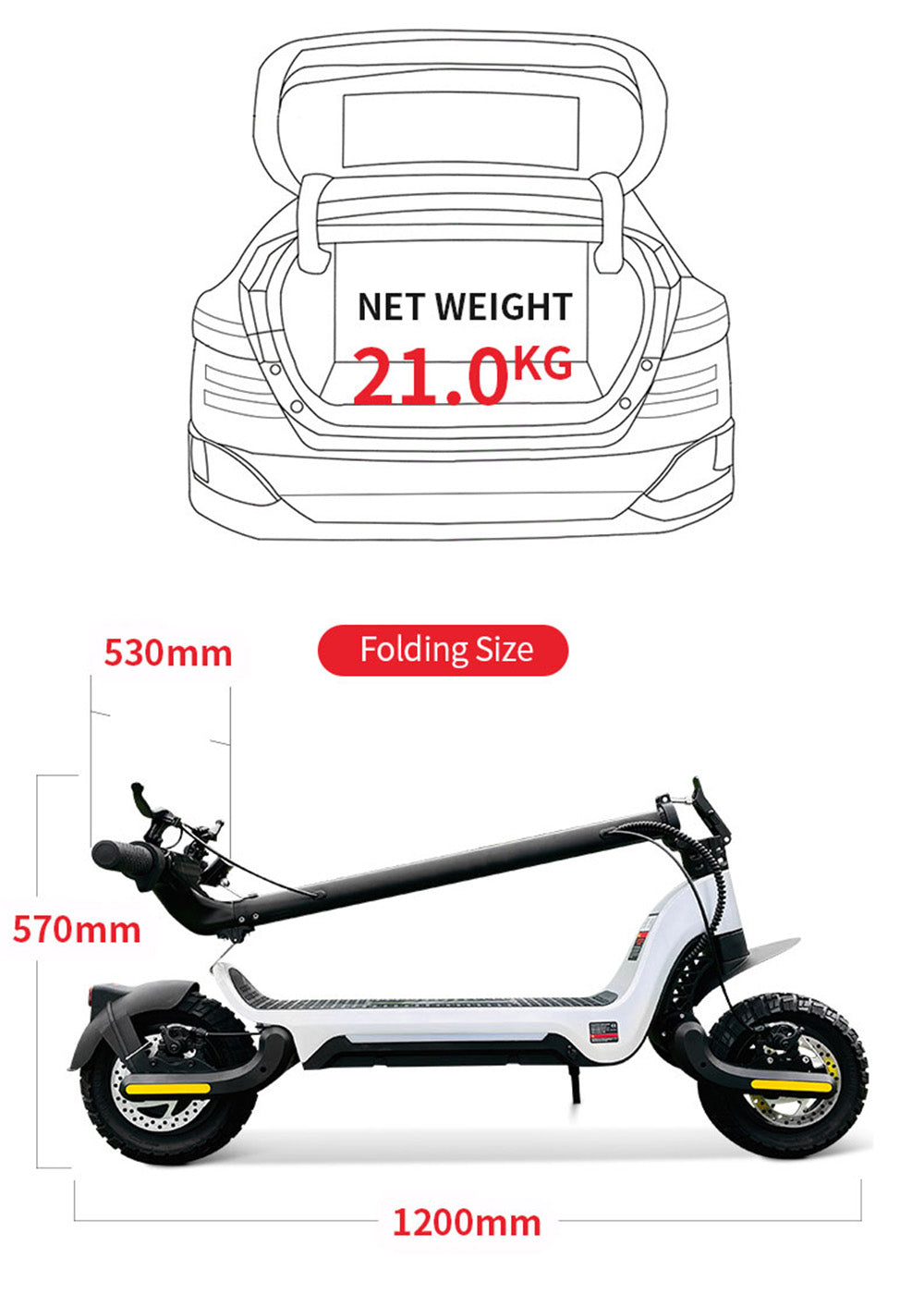 SCOOTER ÉLECTRIQUE 800W PLIANT E-SCOOTER GAMME 50KM 10" HORS ROUTE 15AH 45KM/H