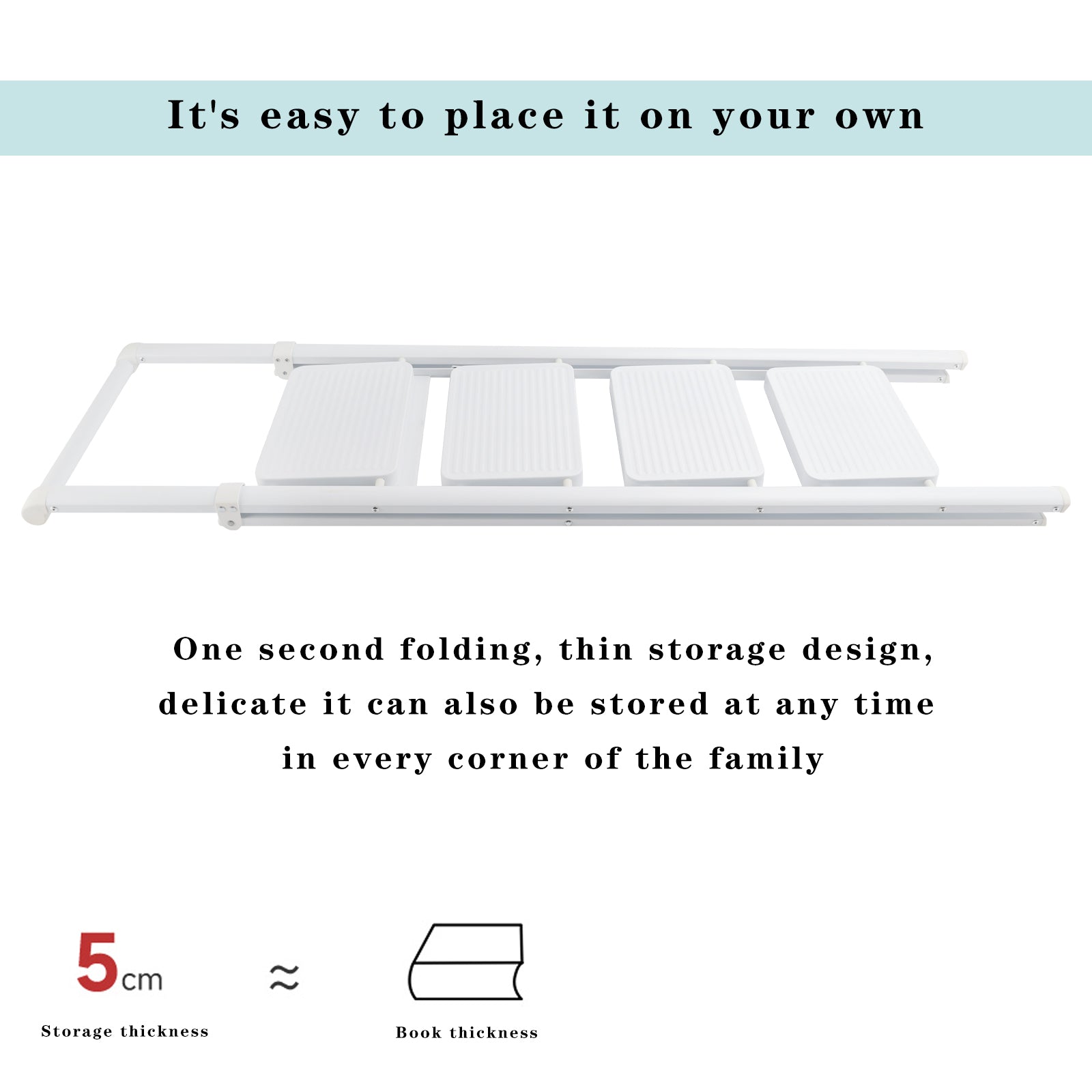 Escalera de 4 peldaños, taburetes plegables para adultos, pedal antideslizante, ligero