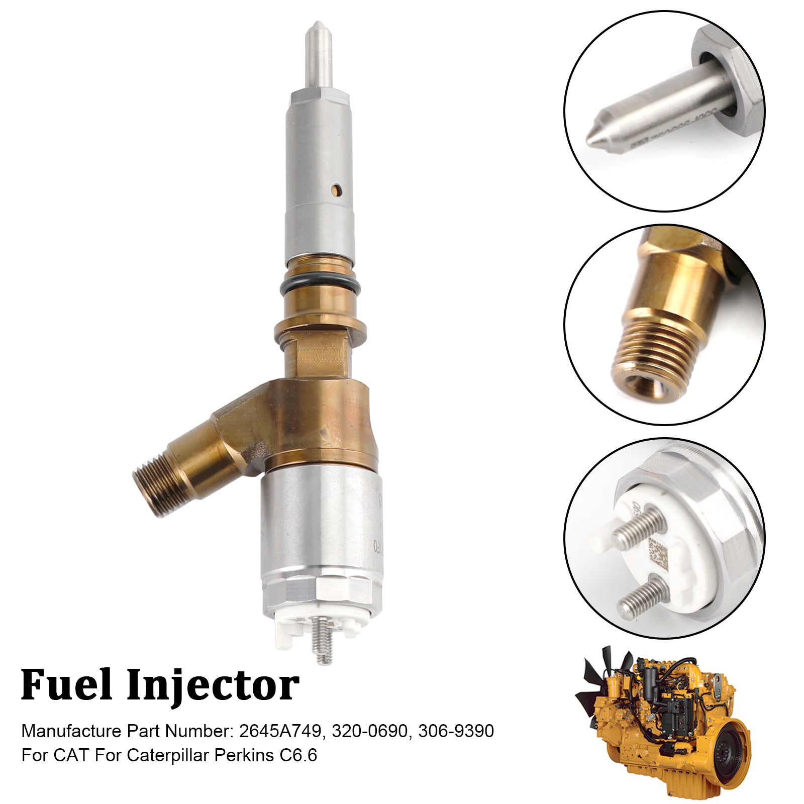Inyector de combustible 1PS 2645A749 para Caterpillar Perkins C6.6 para CAT 320-0690