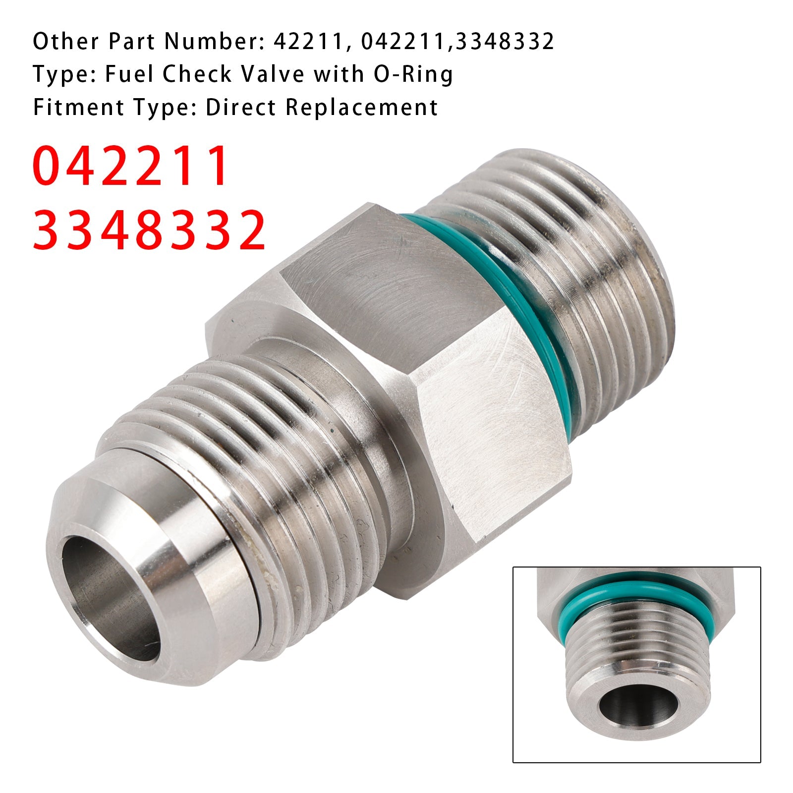 Raccord de clapet anti-retour de pompe à carburant droit 042211 3348332 pour Cummins N14