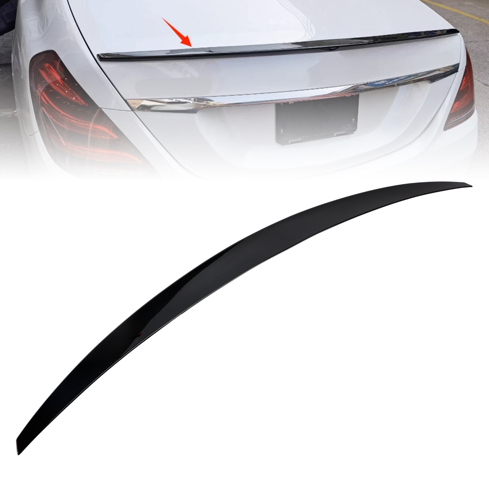 Spoiler posteriore nero lucido per Mercedes-Benz Classe S W222 2014-2020