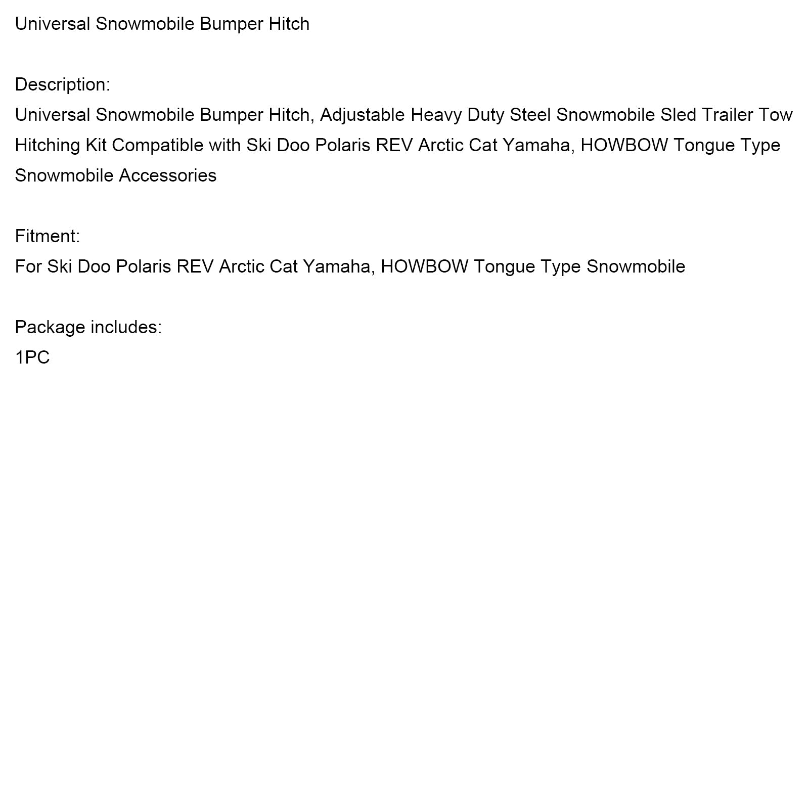 Universele sneeuwscooter-bumperkoppeling voor Polaris Ski Doo REV Arctic Cat Yamaha