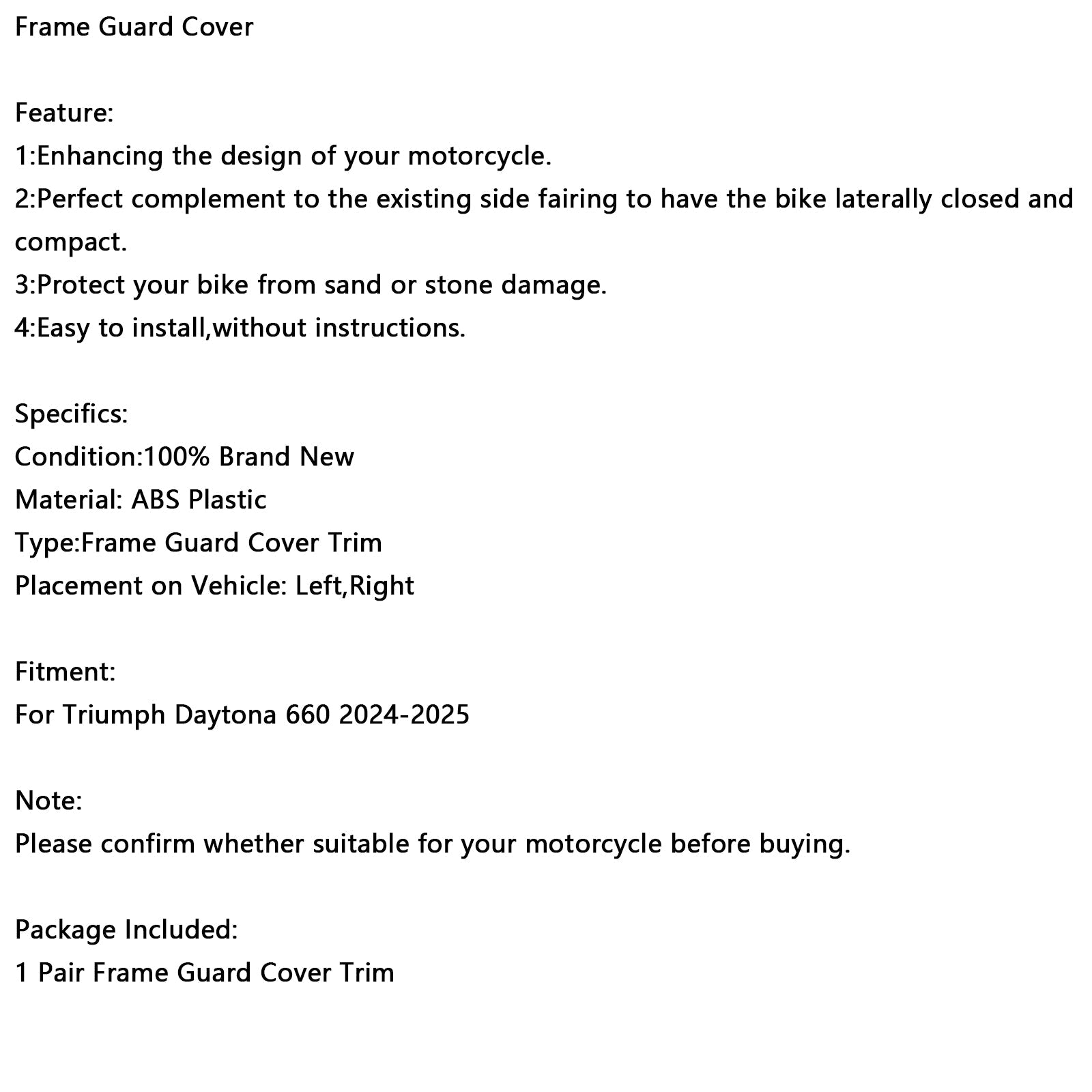 Carenatura di protezione del pannello di protezione dello stabilizzatore stabilizzatore di Daytona 660 2024-2025