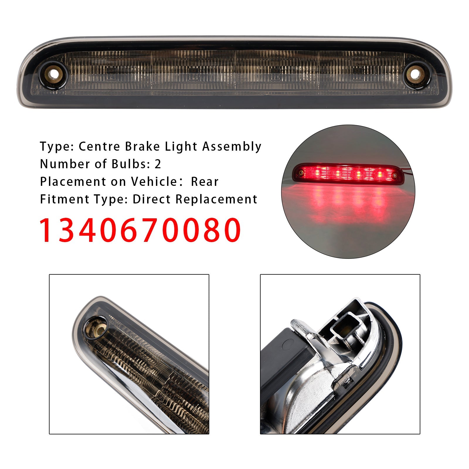 Feu stop arrière noir (2006-2024) - Référence : 1340670080 - Pour Peugeot Boxer