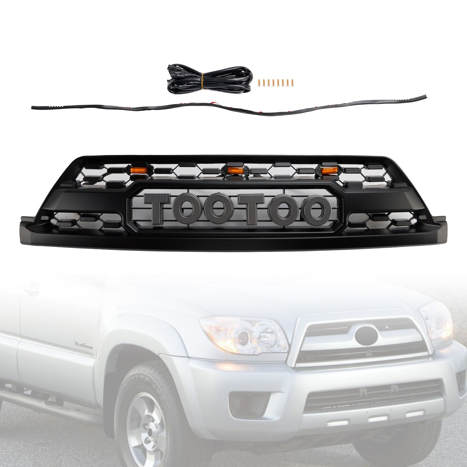 Calandre de pare-chocs avant style TRD PRO avec LED pour Toyota 4Runner 2002-2005