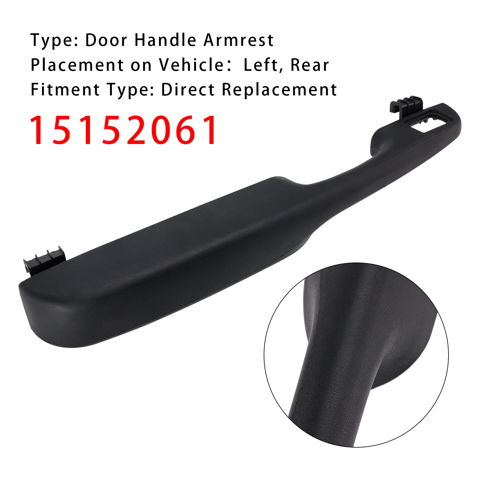 Manija y apoyabrazos de la puerta trasera izquierda para Cadillac, Chevrolet y GMC (1999-2006) - Número de pieza :15152061