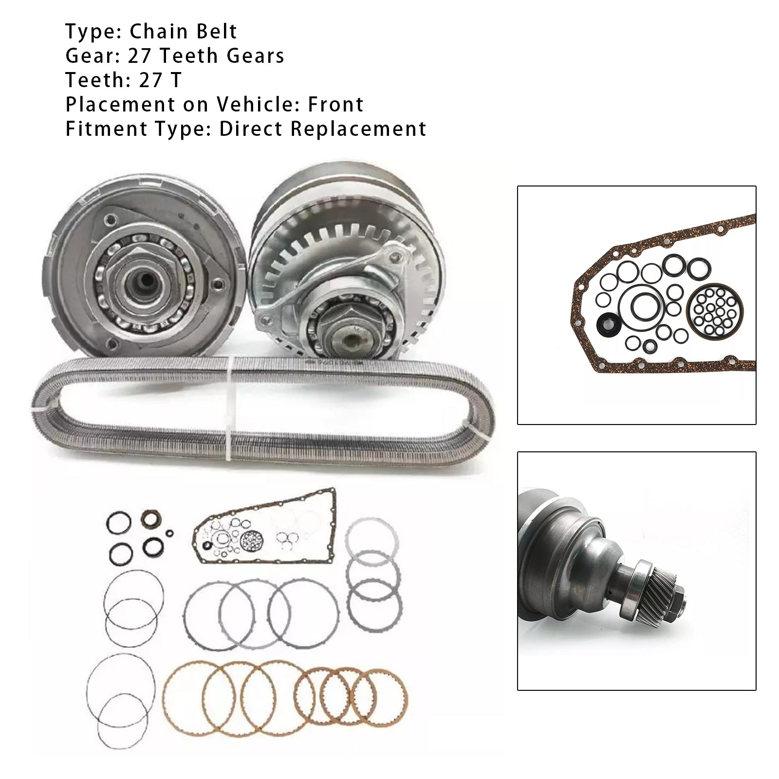 Kit de réfection complet de transmission CVT RE0F10E JF017E avec chaîne et courroie 27 dents pour Nissan Quest 3.5L (2015-2017).