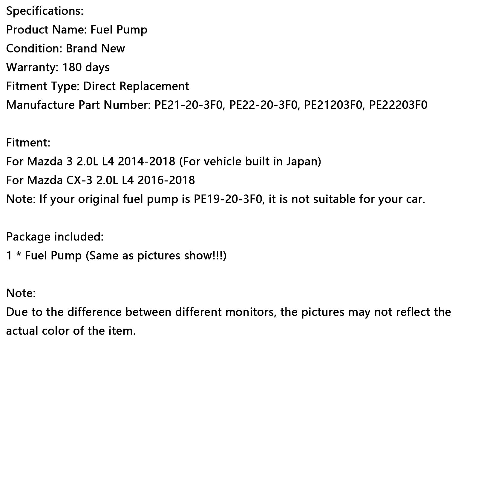 Bomba de alta presión PE22-20-3F0 PE22203F0 para Mazda 3 2.0L L4 2014-2018