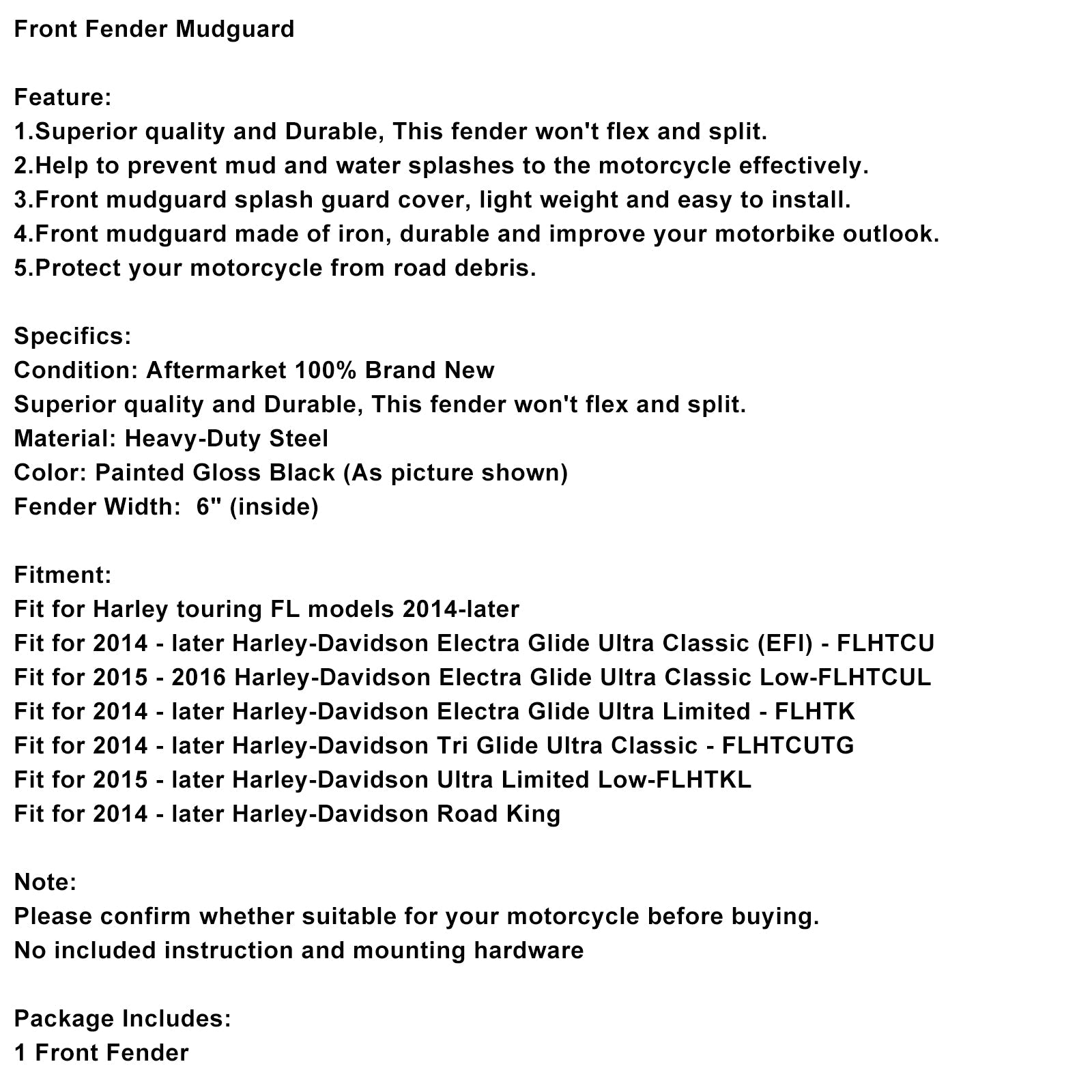 Fender delantero de acero para Harley-Davidson Ultra Limited Low-FLHTKL 2015+