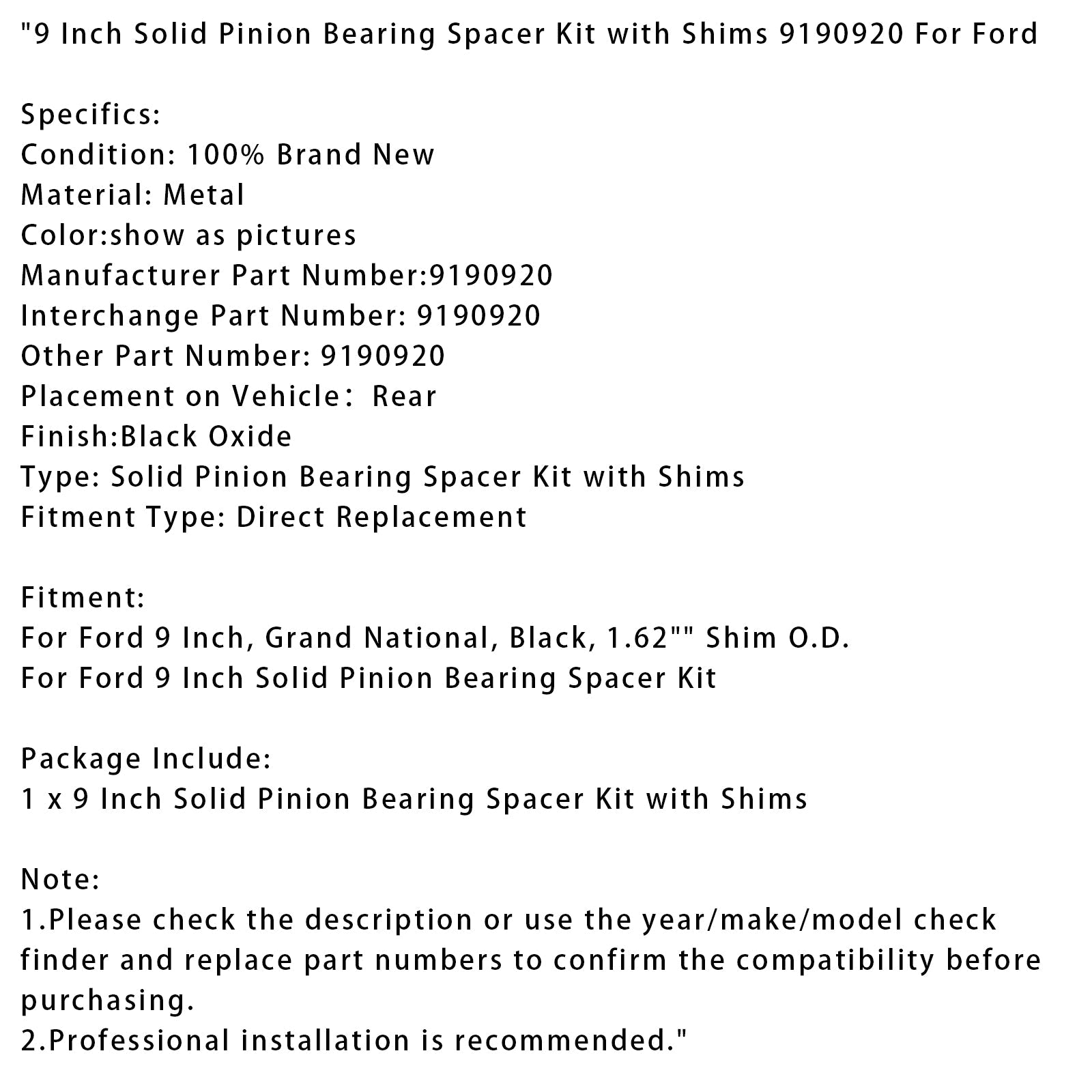 9 -tuumainen massiivinen Gable -viritystilasarja, jossa on Hold 9190920 Fordille