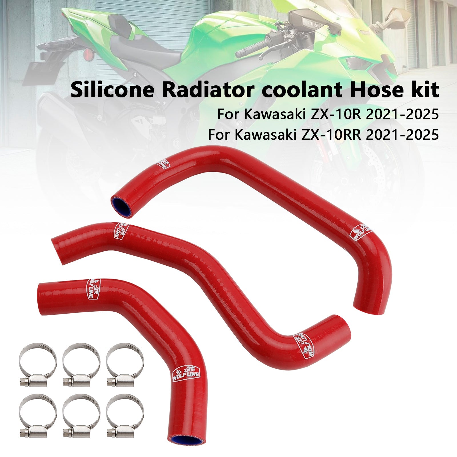 Durite de refroidissement en silicone pour radiateur Kawasaki ZX10R ZX-10RR (2021-2025)