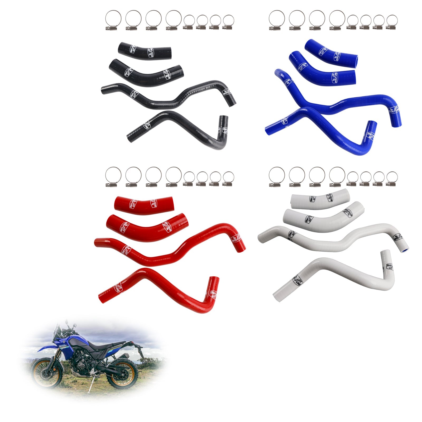 Kit de manguera de enfriamiento de silicona para radiador Yamaha Tenere 700 2019-2024