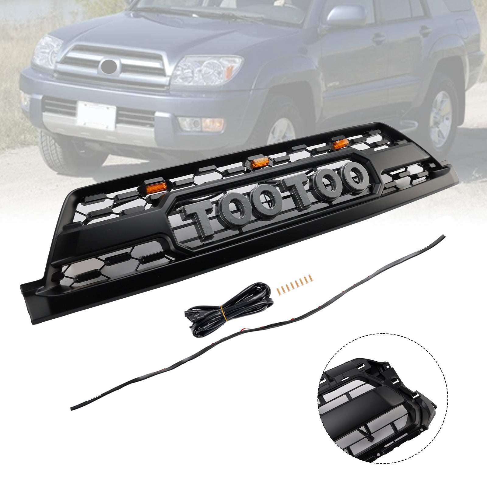 Calandre de pare-chocs avant style TRD PRO avec LED pour Toyota 4Runner 2002-2005