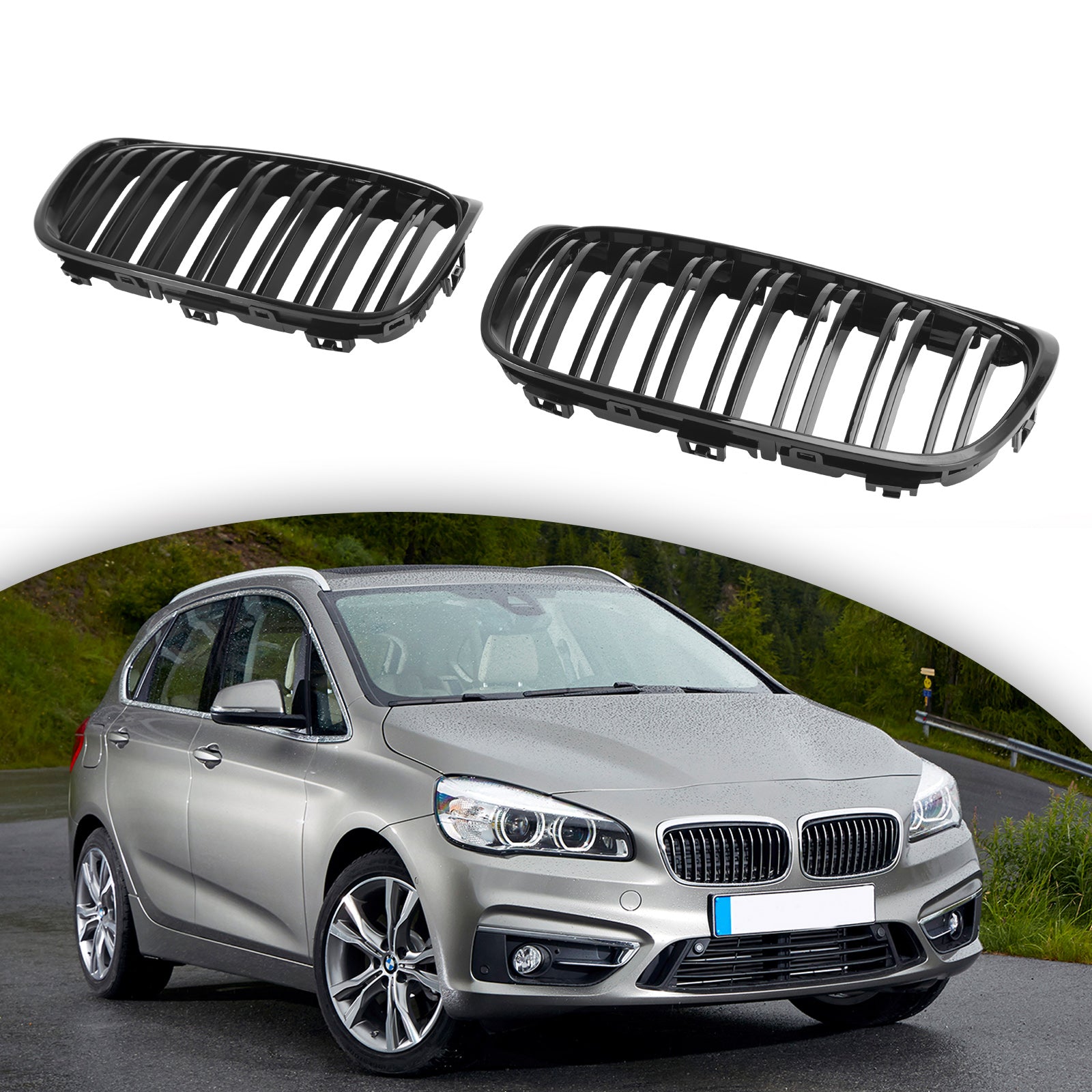 Rejilla delantera negra brillante para BMW Serie 2 Gran Tourer F45 F46 2015-2018