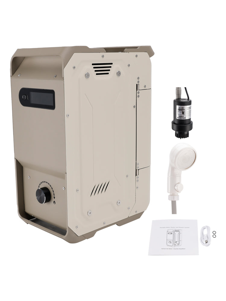 Chauffe-eau portable pour camping-car, 7800 mAh, autonomie de 3,3 h, rechargeable, pour le nettoyage en camping.