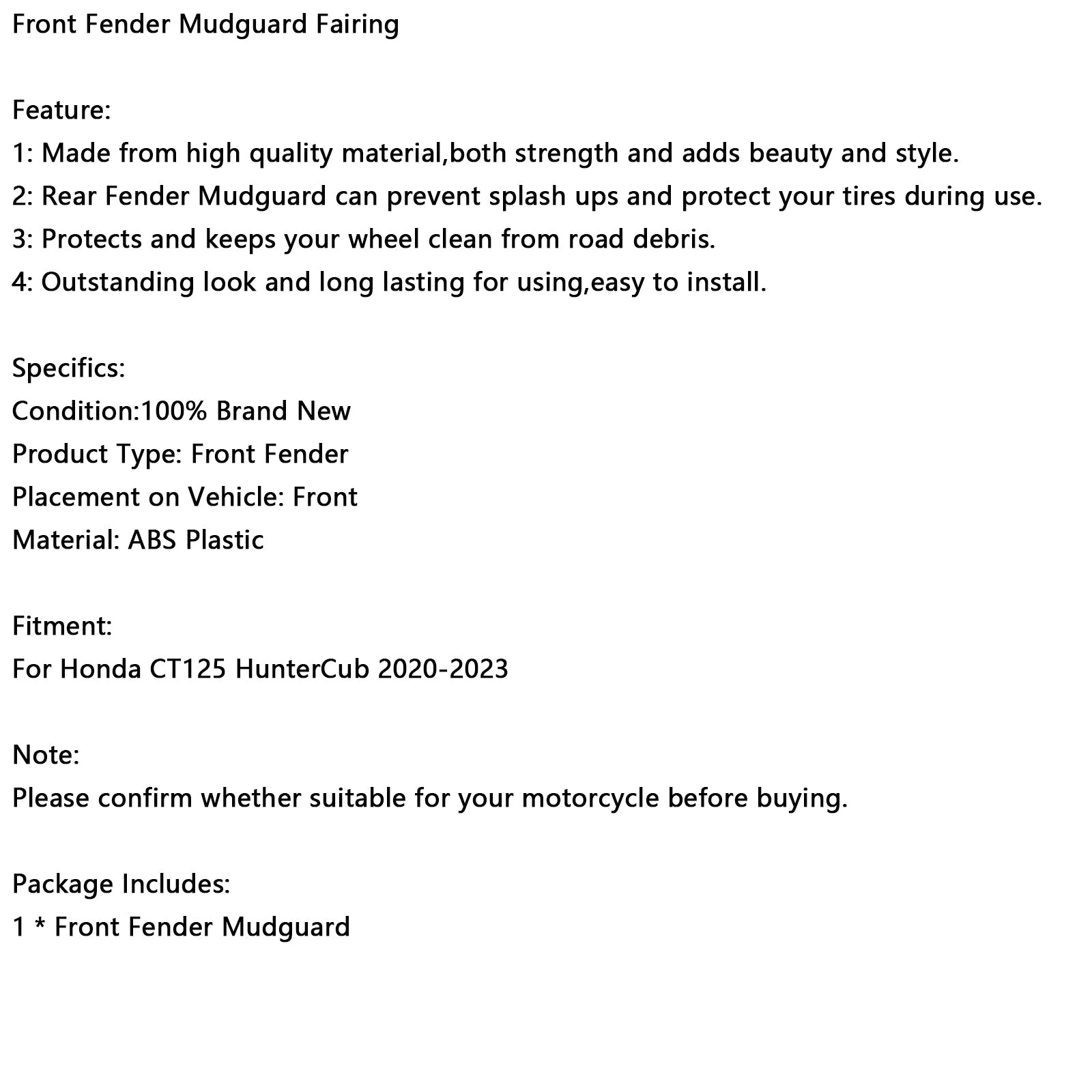 Napadalec sprednjega blata Honda CT125 Hunter Cub 2020-2023