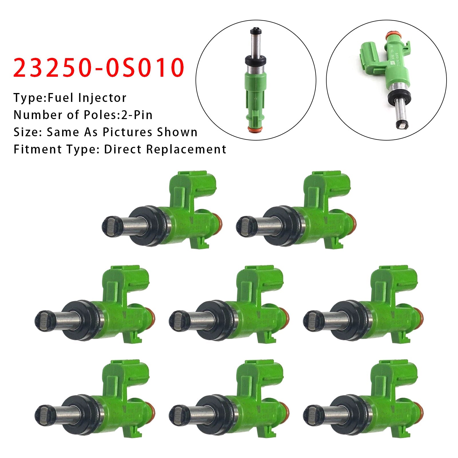 Iniettori di carburante (8 pezzi) per Toyota Tundra 5.7L V8 (2007) - Numero di parte 23250-0S010
