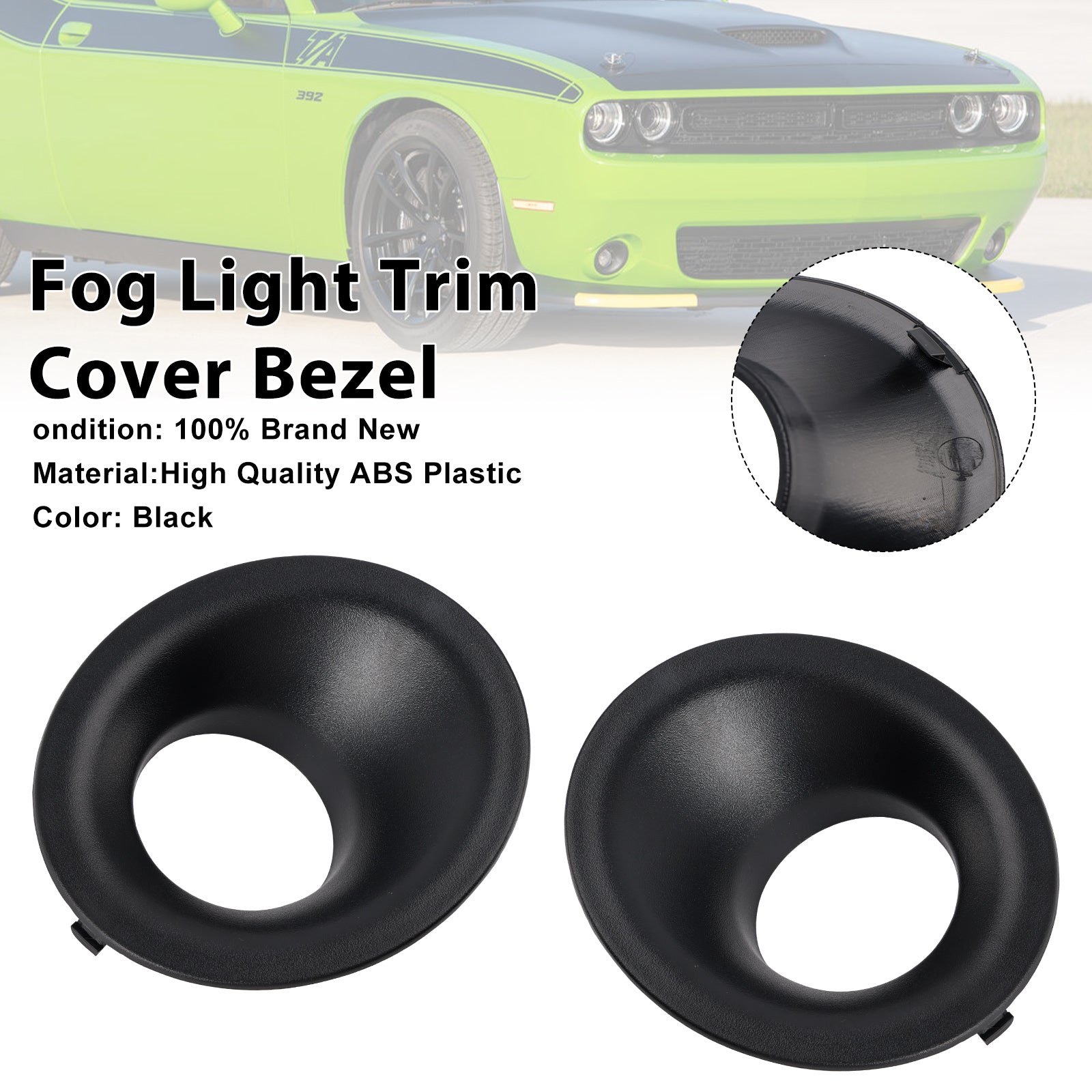 Paire de garnitures de phares antibrouillard avant pour Dodge Challenger 2015-2021 68259662AA