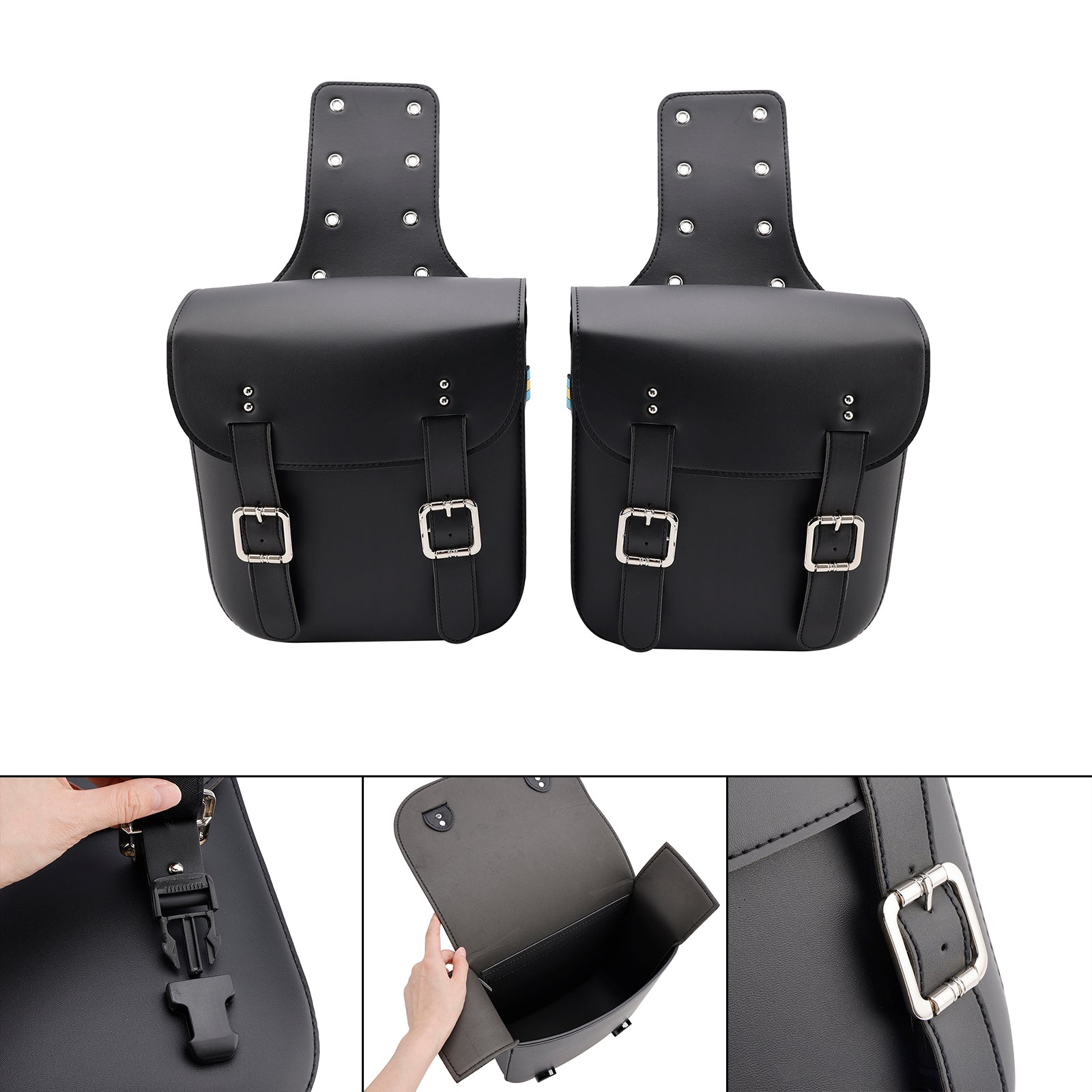 Zwarte laterale zadeltas 18 L voor motorfiets