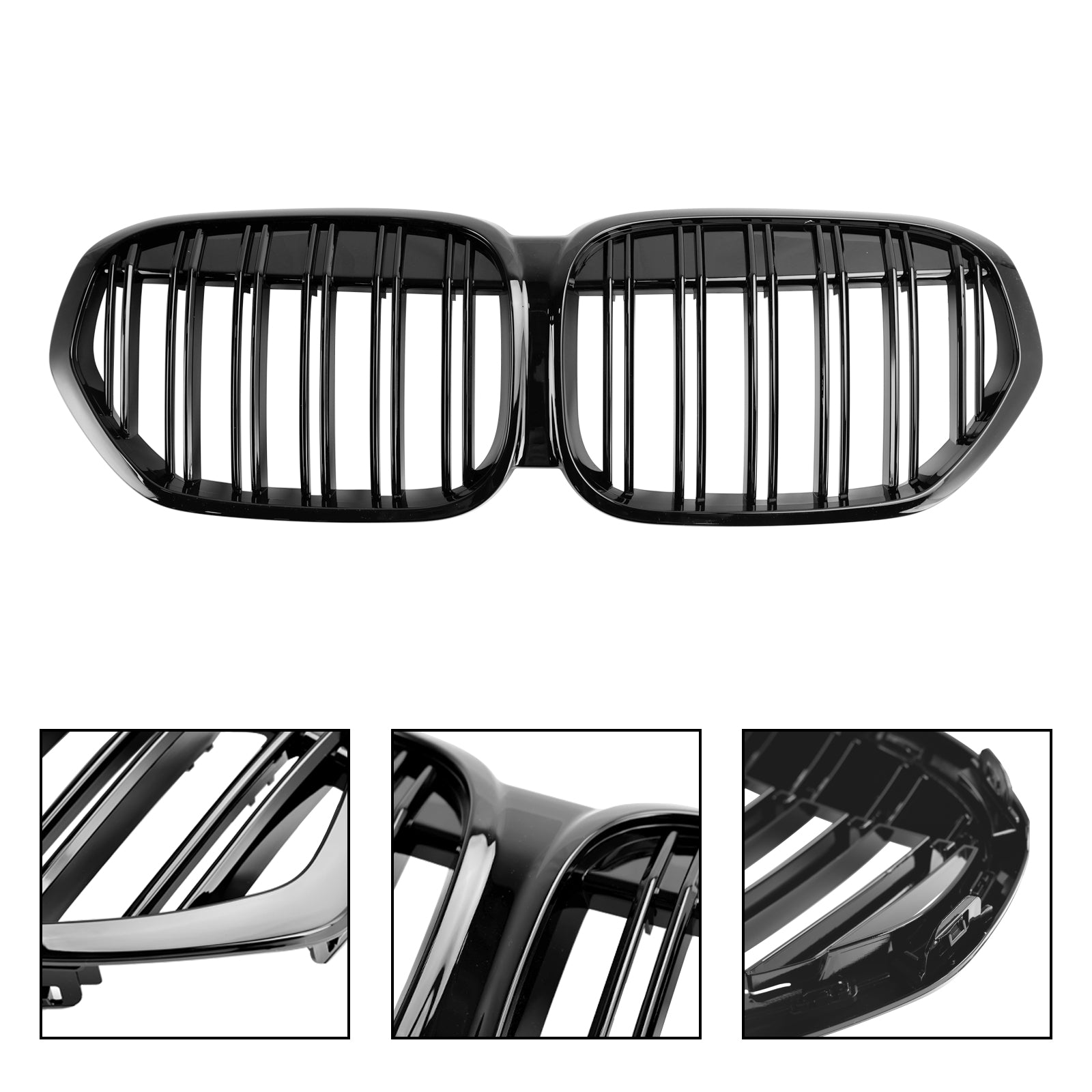 Gloss Black Front Nier Grill Grill voor BMW X1 F48 F49 2019-2021 Dubbele lat