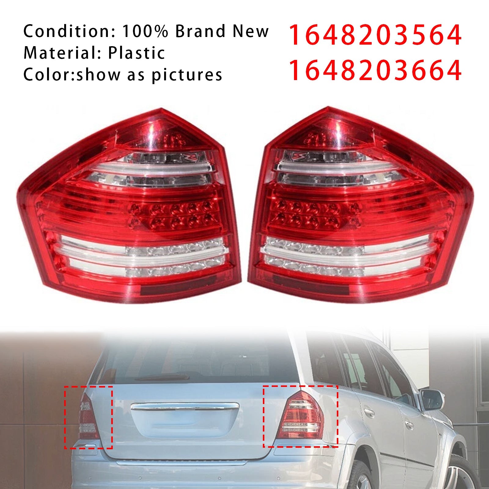Zespół lamp tylnych lewych i prawych do Mercedes-Benz X164 GLC300 GL350 GL450 GL550 (2006-2011) - Numery części : 1648203564 i 1648203664