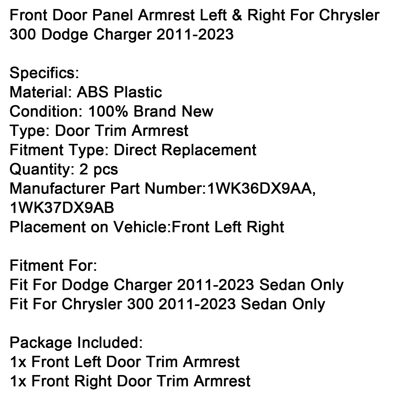 PREDSTAVITE LEVO IN DESNA VOJNA OROD za Chrysler 300 Dodge Charge 2011-2023