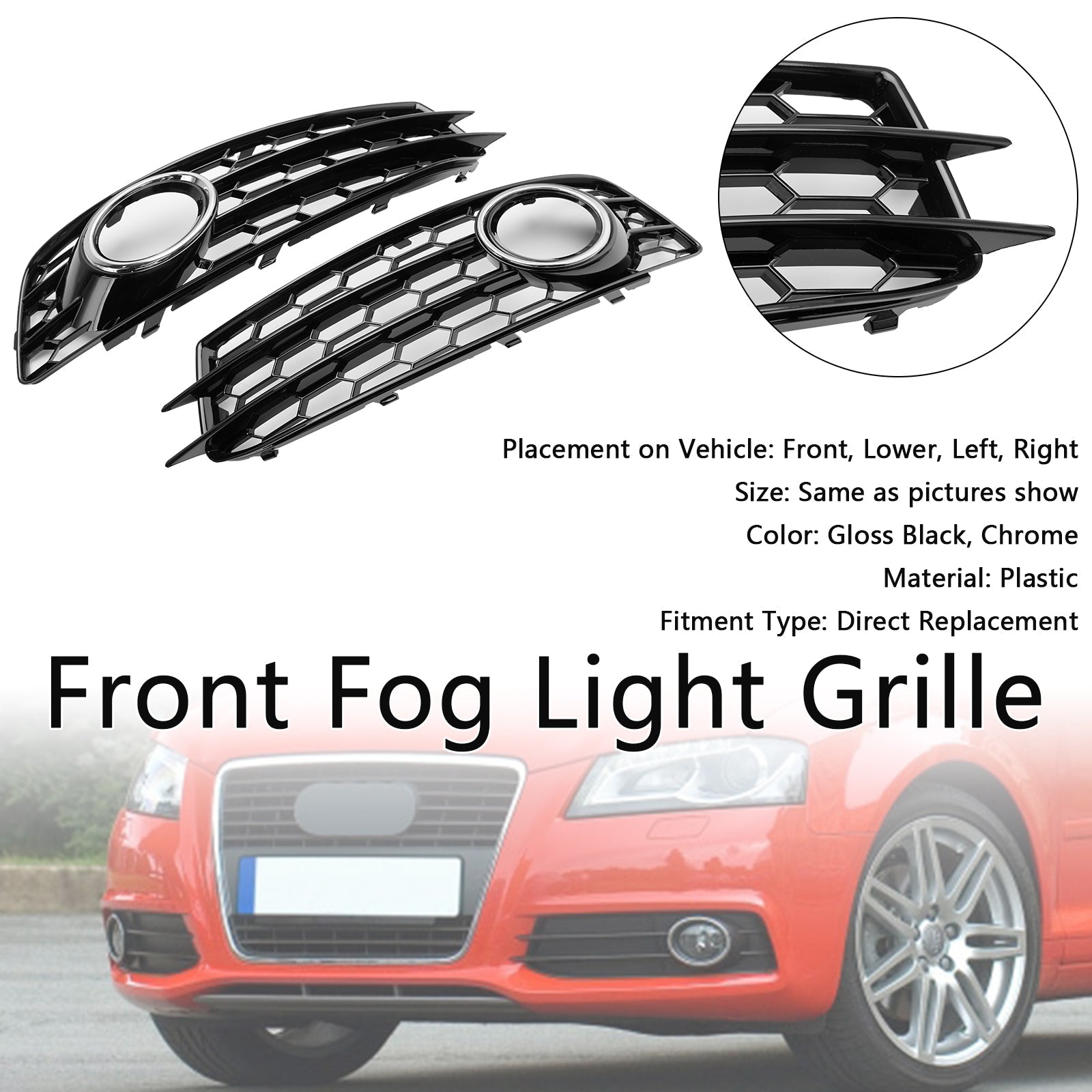 Griglia di copertura fendinebbia anteriore a nido d'ape per Audi A3 8P S-Line 2009-2012